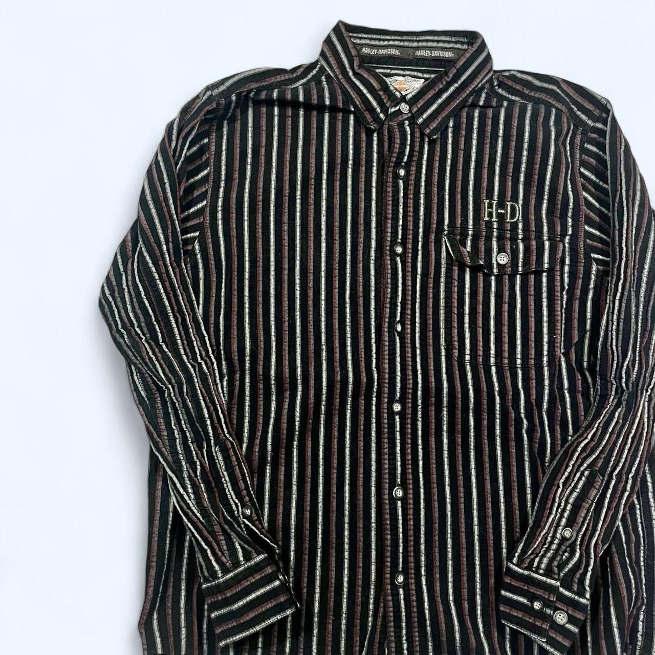 Harley Davidson × Vintage Vintage Y2K Harley Davidson Striped Button Shirt Size US L / EU 52-54 / 3 - 3 Thumbnail