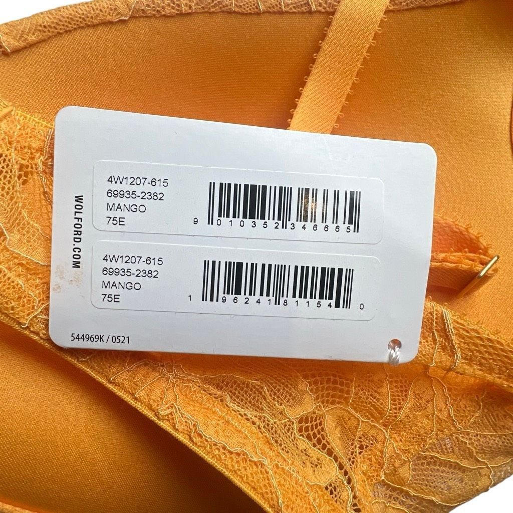 Wolford NWT Wolford Magnolia Lace Push-Up Demi Bra Mango Yellow 75E Size ONE SIZE - 9 Thumbnail