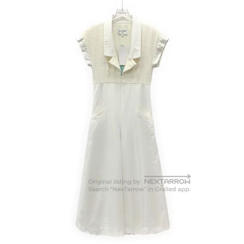 Chanel Chanel Beach Series White Cotton Woven Tweed Stitching Lap Size 25" / US 0 / IT 36 - 1 Thumbnail