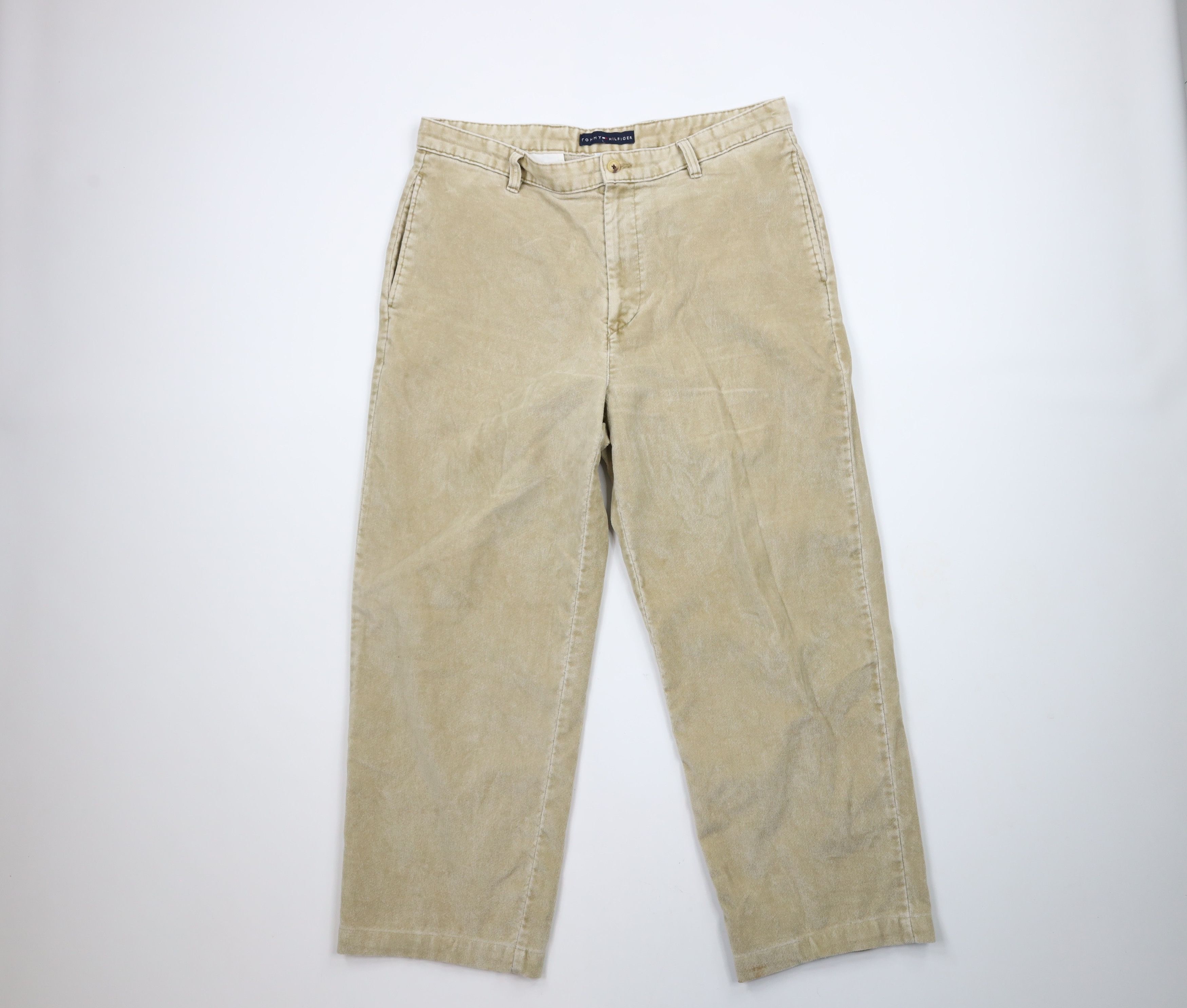Tommy Hilfiger × Vintage Vintage 90s Tommy Hilfiger Wide Leg Corduroy Moleskin Pants Size 36 - 1 Thumbnail