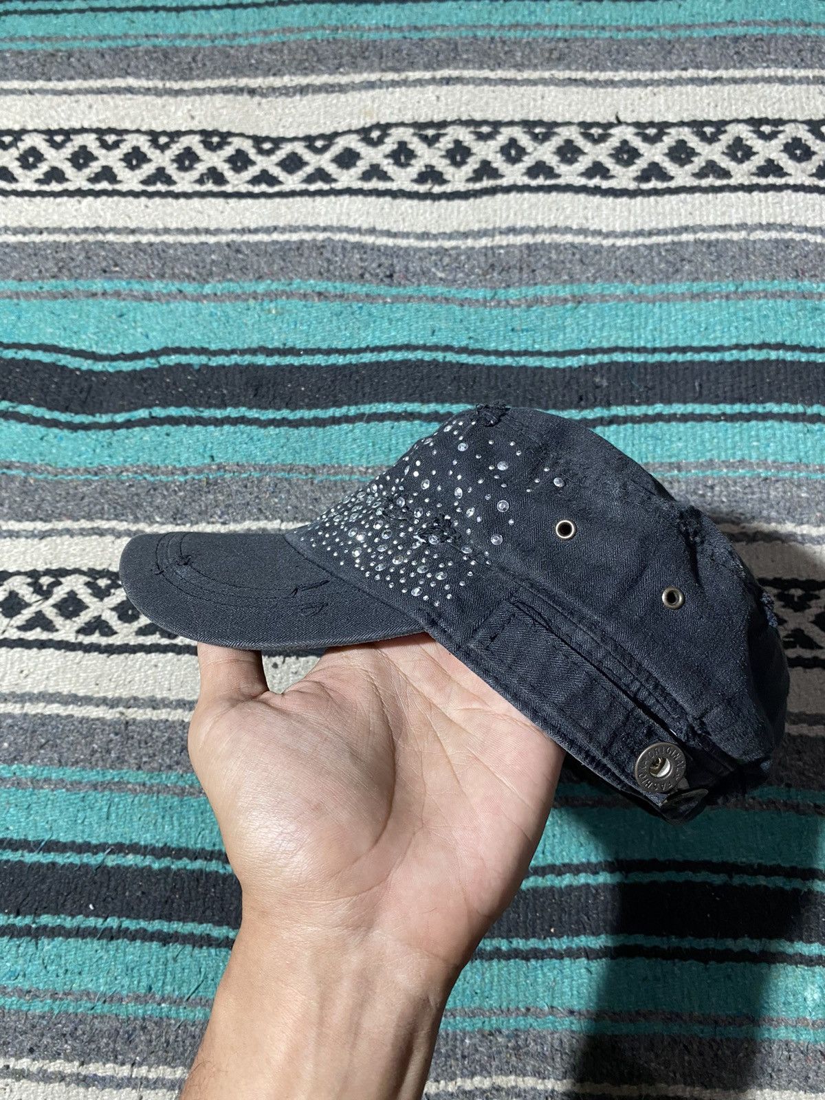 If Six Was Nine Y2K Unknown Studded Emerald Cadet Cap Size ONE SIZE - 2 Thumbnail
