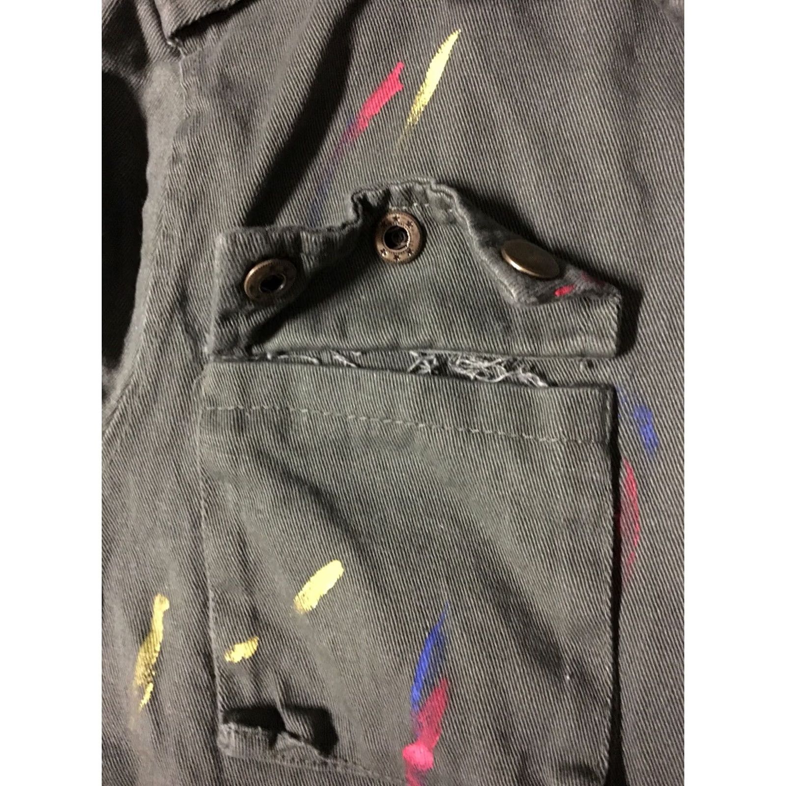 Vintage VINTAGE Se7en paint splatter army jacket S Women Green USA 90s Art Harley Davidson California Punk Western Jacket Size S / US 4 / IT 40 - 4 Thumbnail