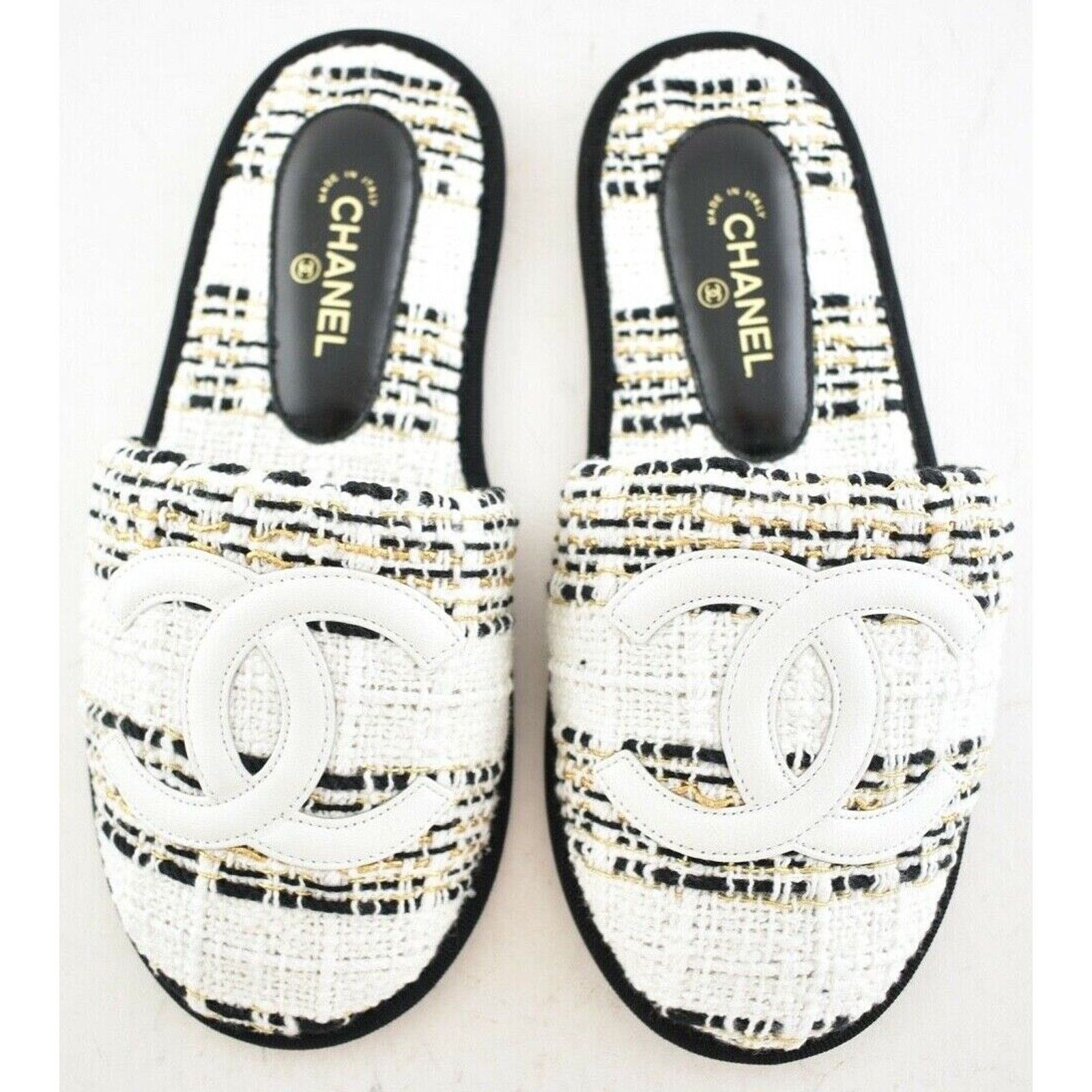 Chanel 19C Tweed House Slipper CC Logo Slip On Mule Flats XS Size US 5 / IT 35 - 1 Thumbnail