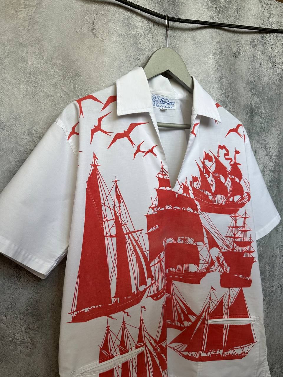 Vintage 1960s The Bagshaws St. Lucia Sailing Ship Print Shirt Dagger Size US M / EU 48-50 / 2 - 5 Thumbnail