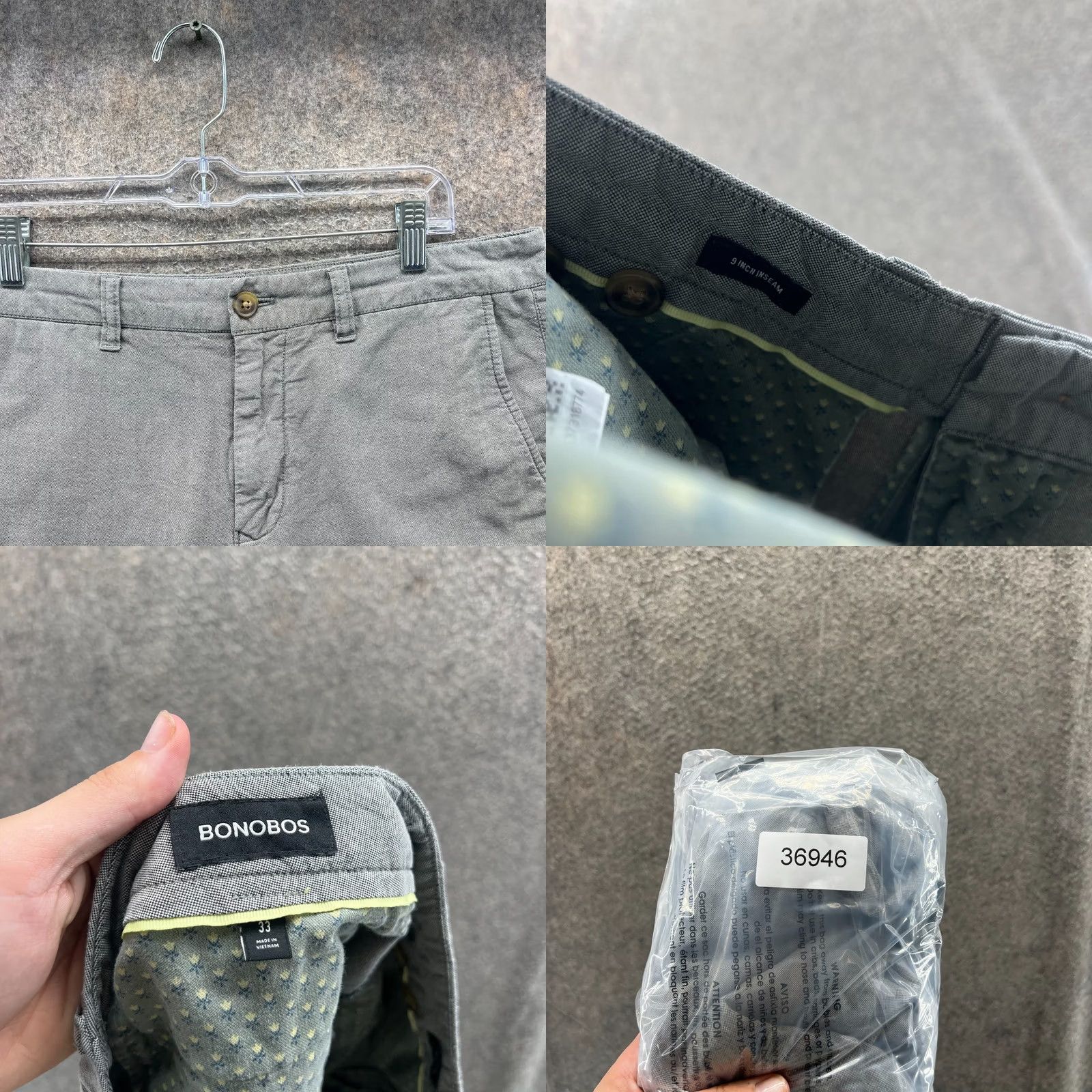 Bonobos Bonobos Shorts Men 33 Gray Cotton Flat Front Casual Chino Golf Golfer Stretch Polo? Size US 33 - 8 Thumbnail