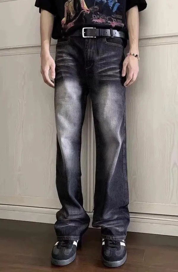 Jean Black Washed Stacked Flare Denim Jeans Size US 32 / EU 48 - 6 Thumbnail