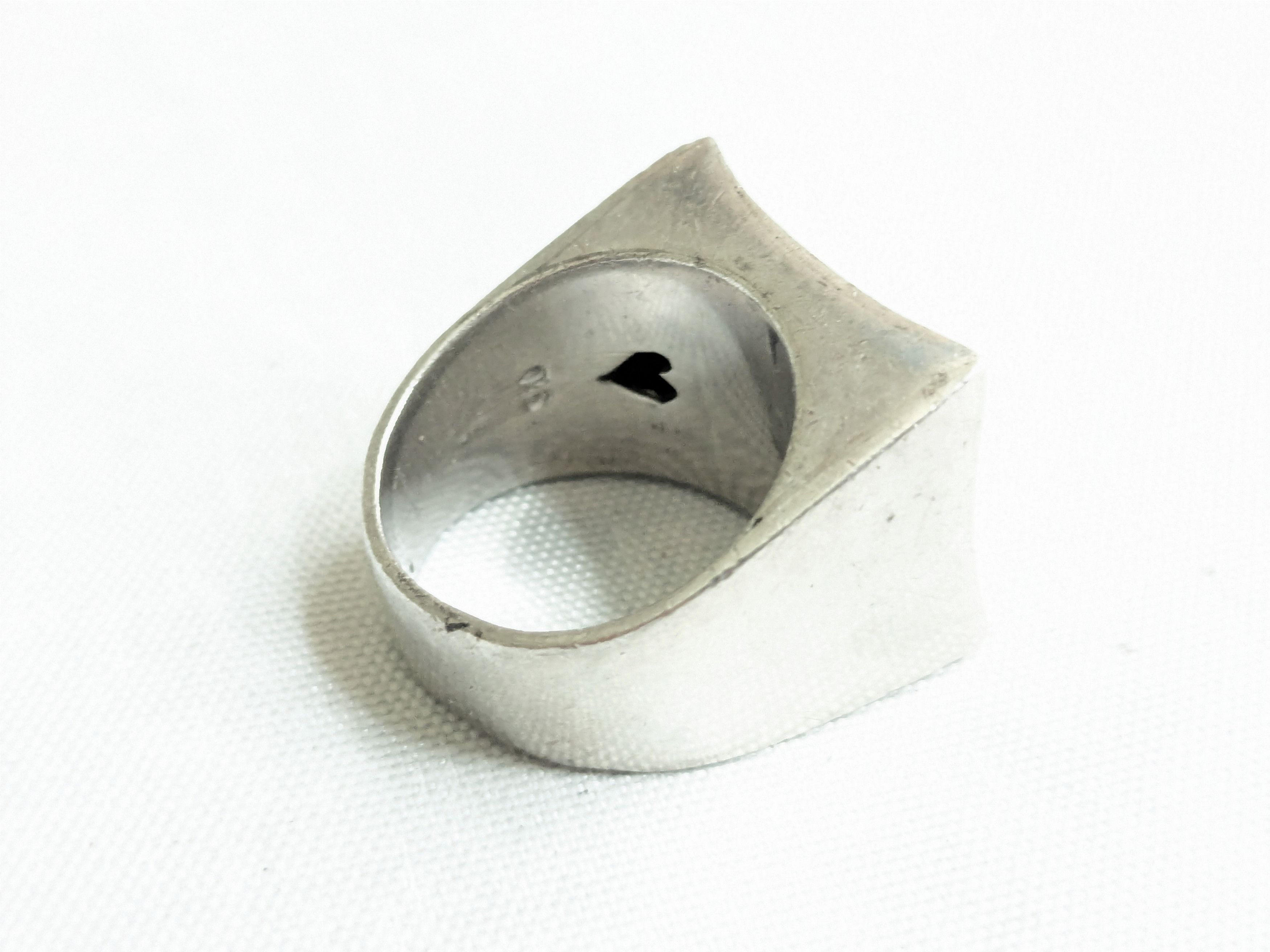 Jewelry Vintage Sterling Silver Ring MOP Square Hollow Cocktail Size ONE SIZE - 6 Thumbnail