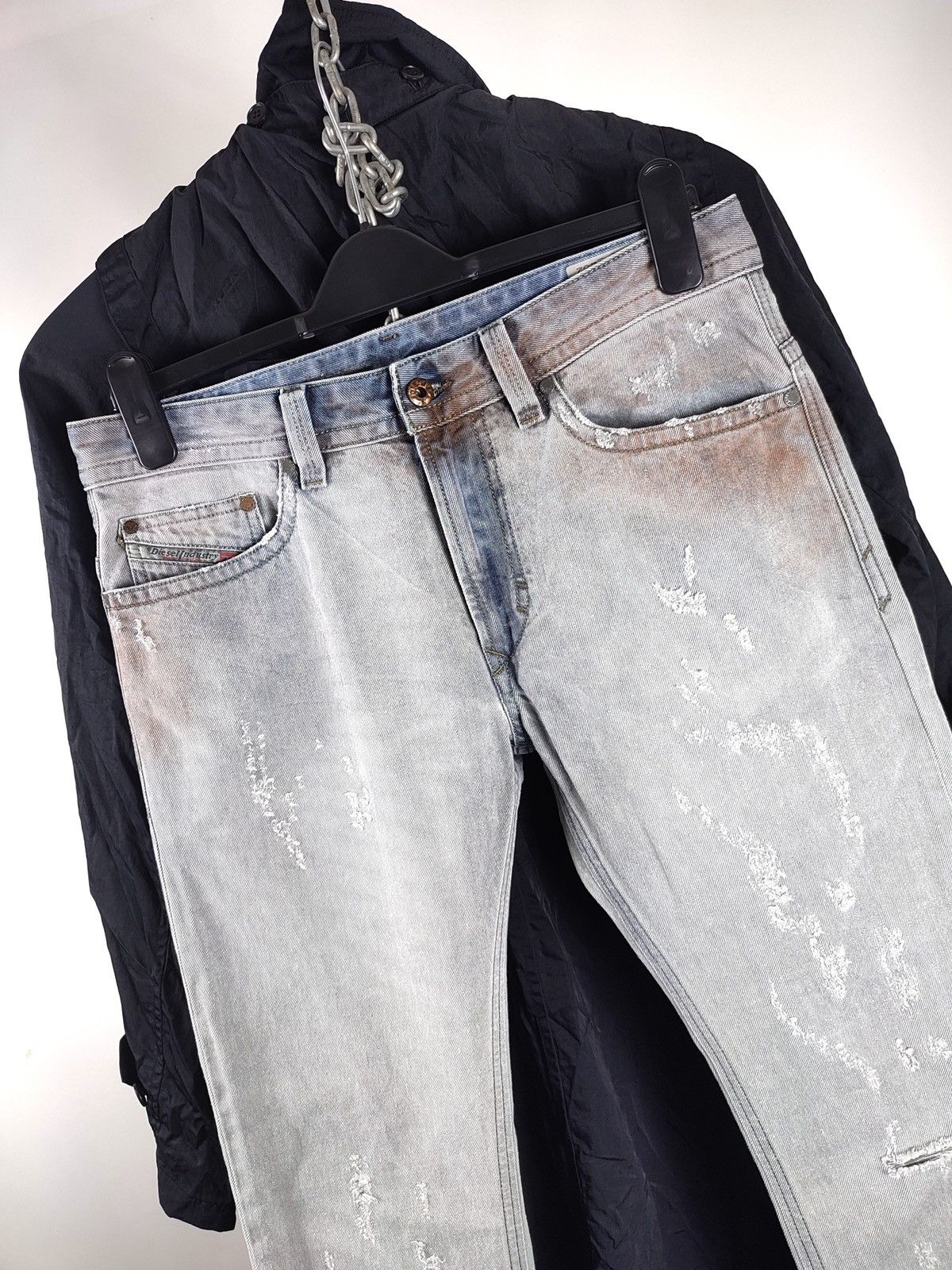 Diesel Diesel Rust Thavar Painted Distressed Slim Fit Denim Jeans Size US 30 / EU 46 - 4 Thumbnail