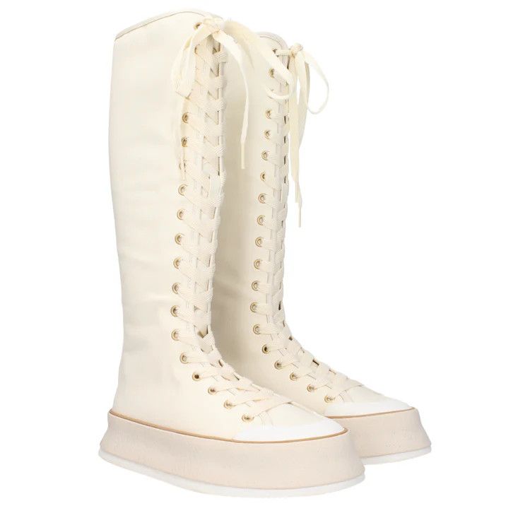 Max Mara ob1o1e1124 Fabric Boots in Beige Size US 8 / IT 38 - 2 Thumbnail