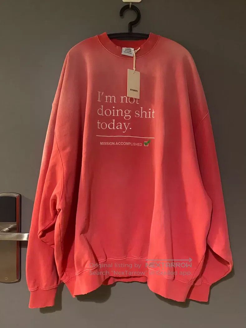 Vetements Vetements Red Washed Sweatshirt I am not doi Size US S / EU 44-46 / 1 - 1 Thumbnail