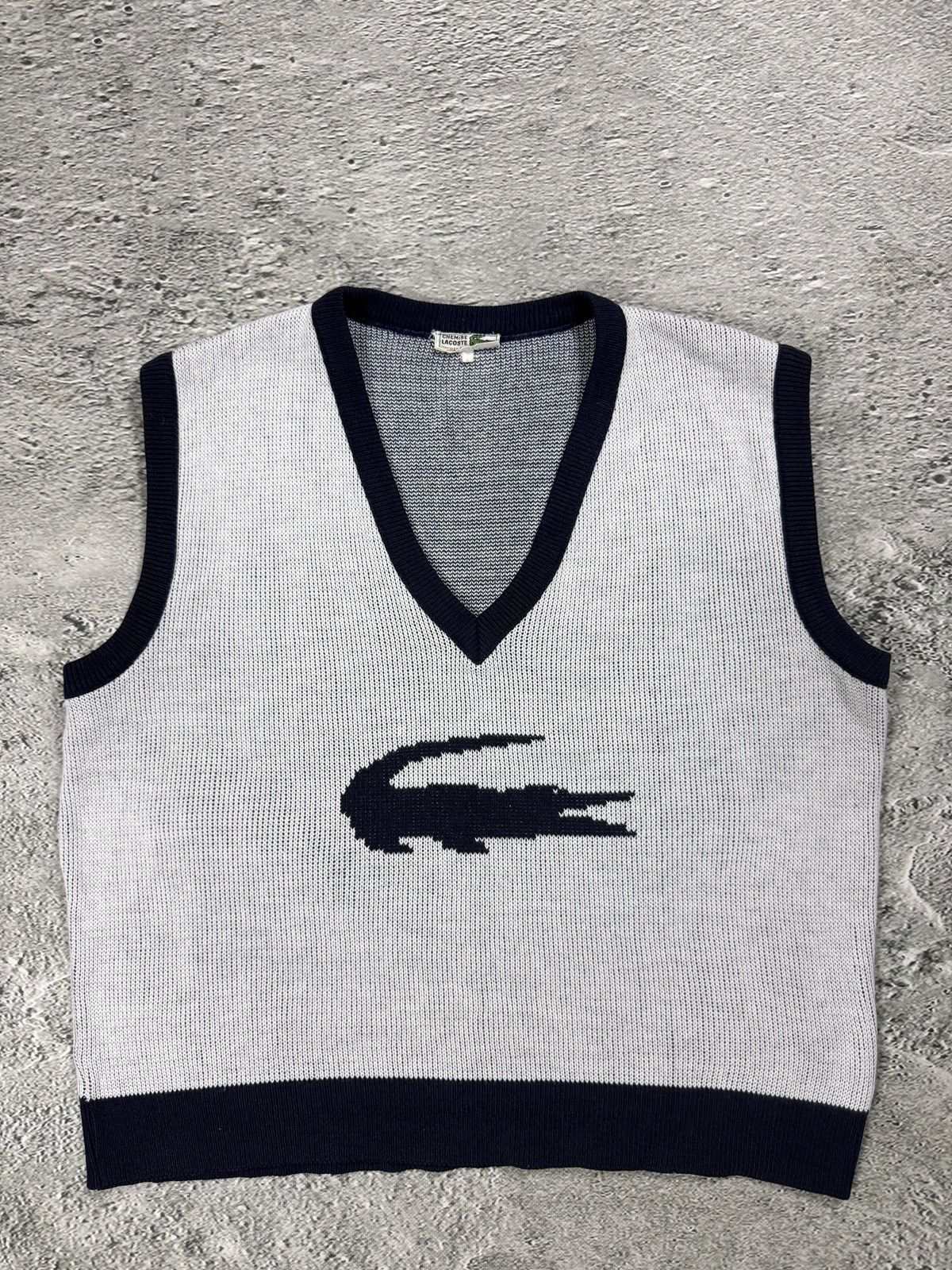 Lacoste Lacoste vintage white sweater vest big logo 80s Size US L / EU 52-54 / 3 - 1 Thumbnail