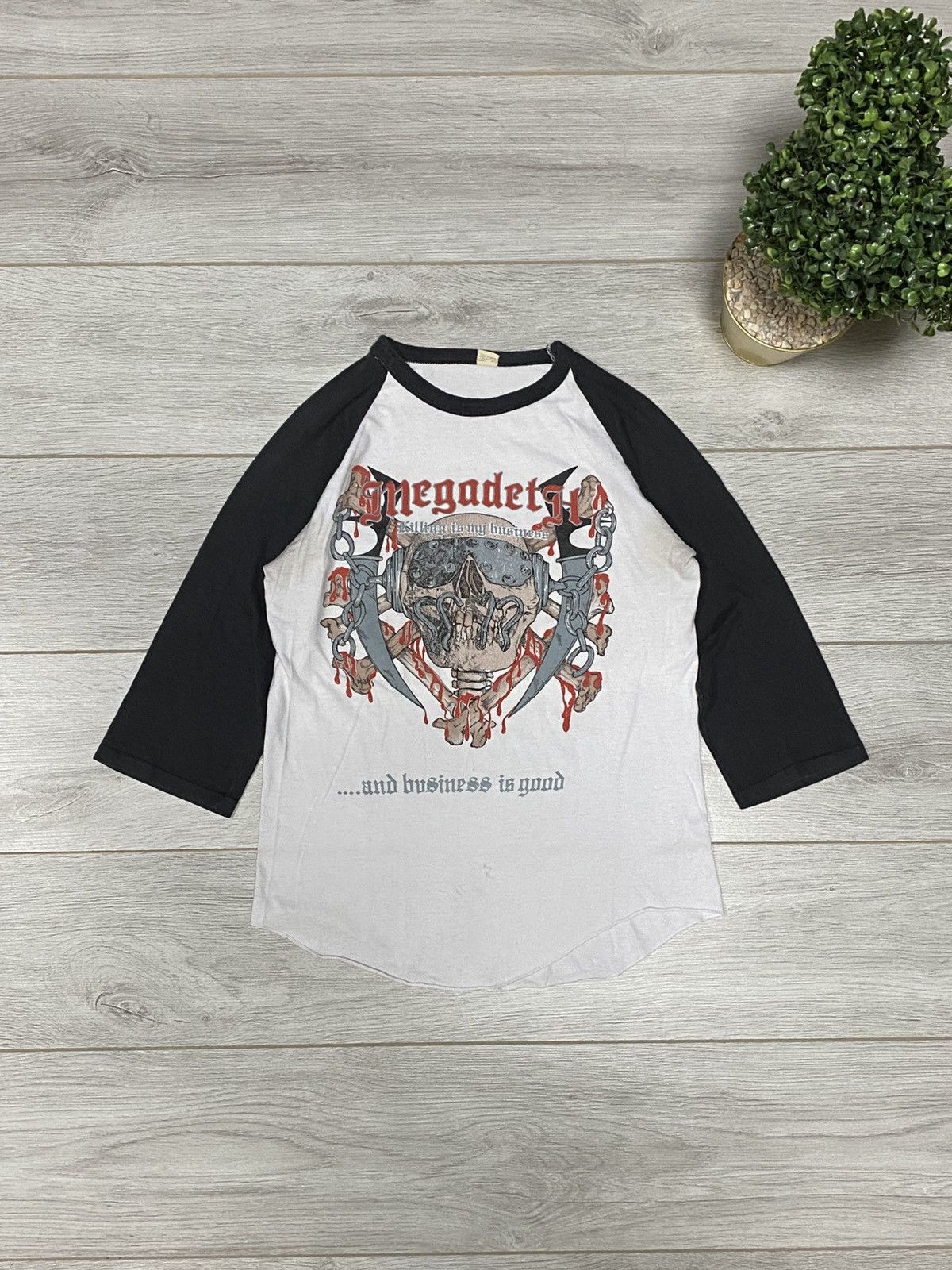 Vintage Megadeth 1984-1986 screen vintage baseball shirt long sleeve Size US M / EU 48-50 / 2 - 1 Thumbnail
