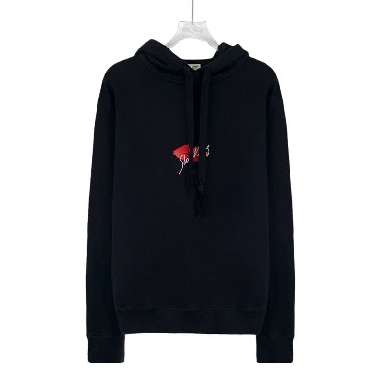 Saint Laurent Paris Saint Laurent Paris Black red lip letter printed hooded dr Size US L / EU 52-54 / 3 - 1 Thumbnail