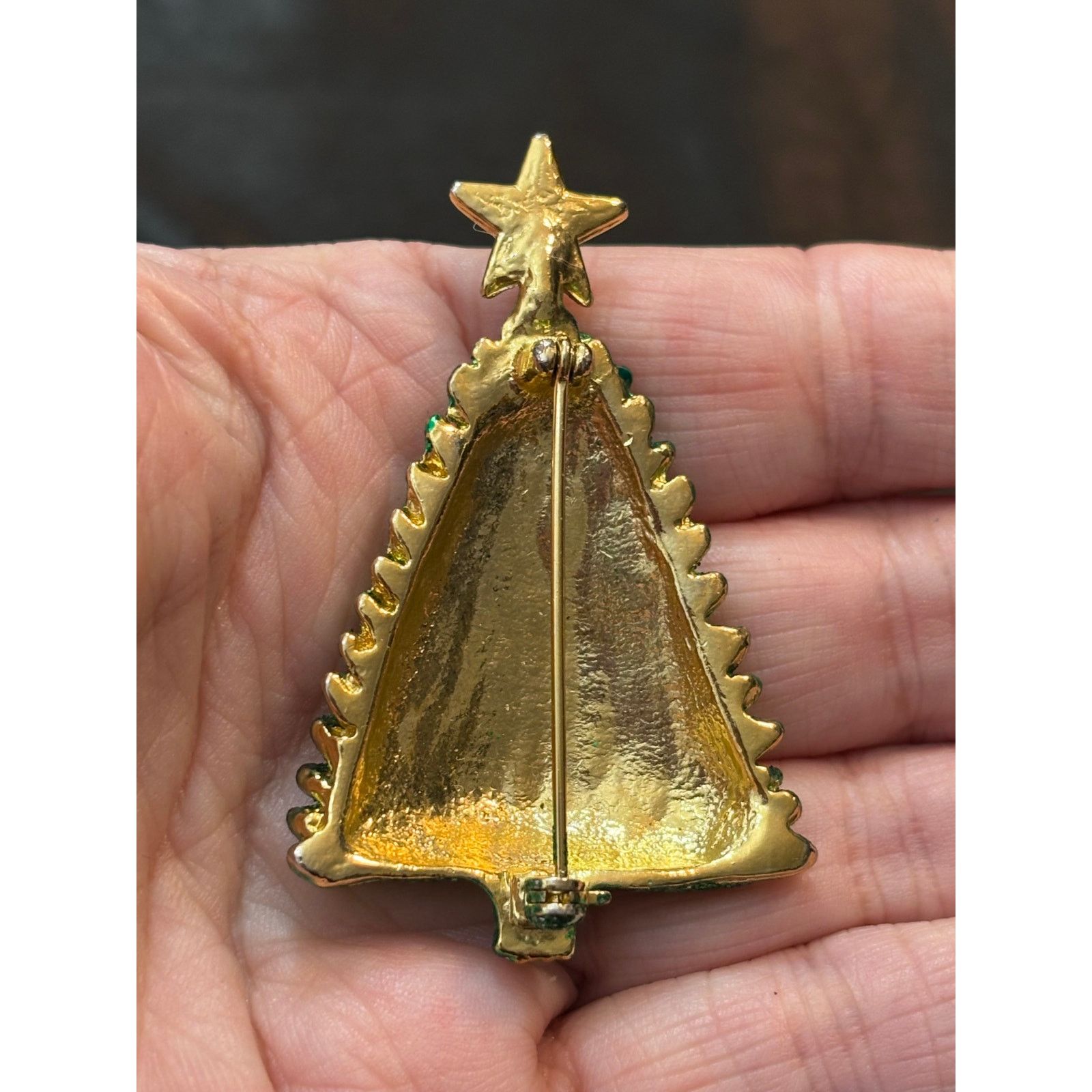 Other Vintage Glitter Christmas Tree Brooch unsigned 2.25” 27g Size ONE SIZE - 2 Thumbnail