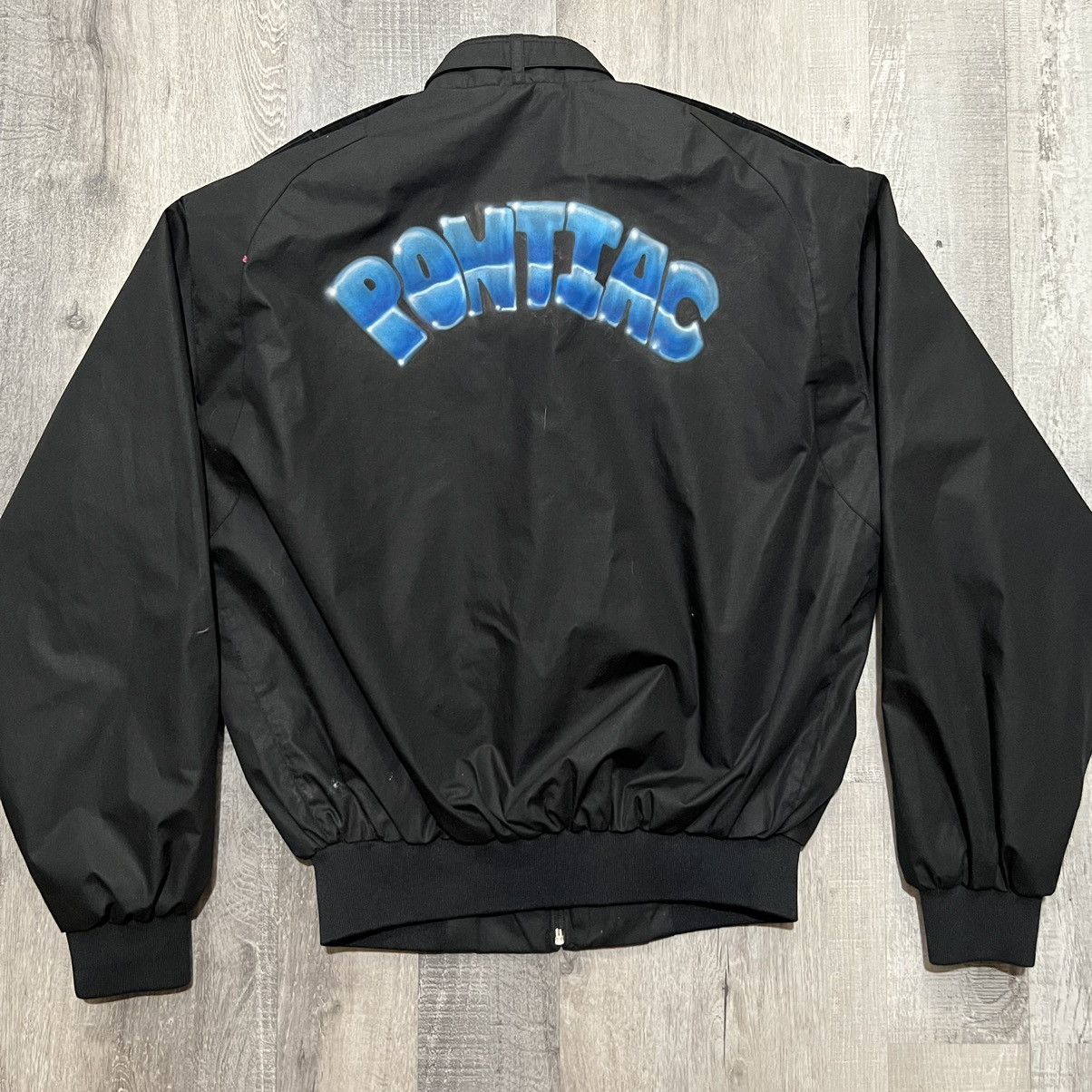 Vintage VTG Pontiac GTO Black Airbrushed Muscle Car Bomber Jacket Size M / US 6-8 / IT 42-44 - 2 Thumbnail