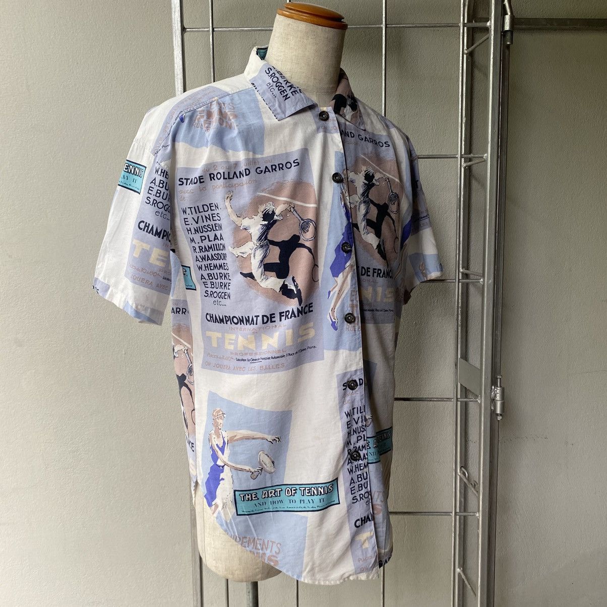 Japanese Brand Jose Allen Coquille Tennis Print Shirt Size US L / EU 52-54 / 3 - 17 Thumbnail
