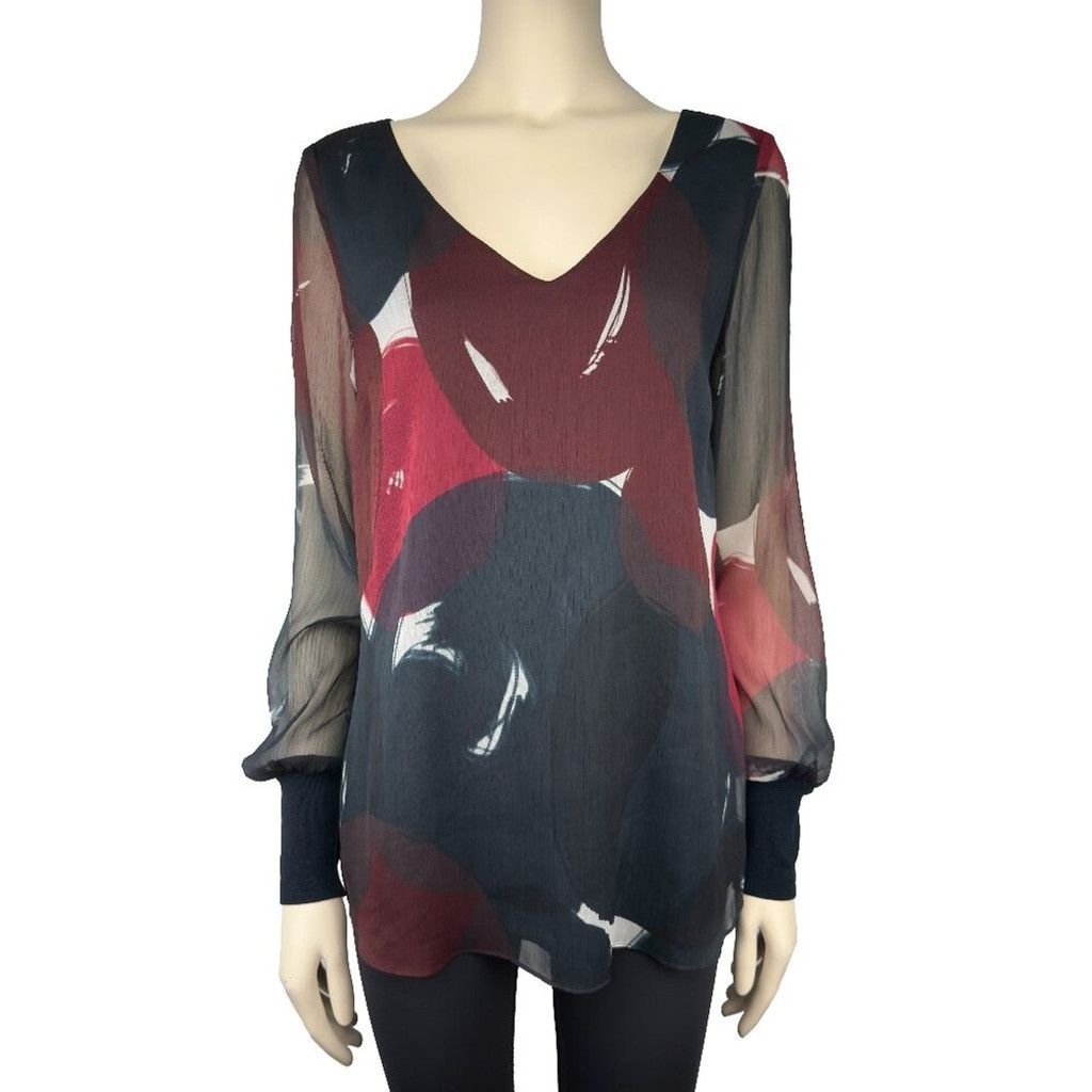 Other IRIS SETLAKWE Bamboo Lining Red White Blue Top Blouse Sz 10 Size L / US 10 / IT 46 - 1 Thumbnail