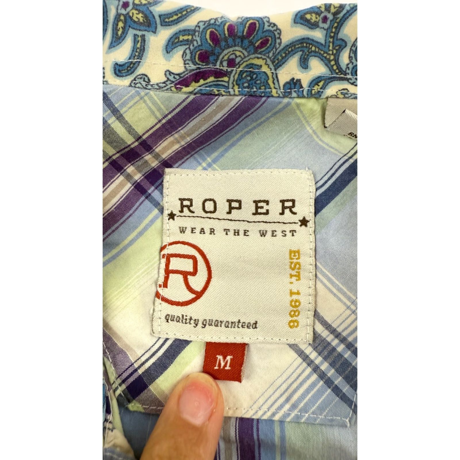 Roper Roper Shirt Mens Medium Colorful Plaid Western Double Chest Pockets Snap Button Shirt Size US M / EU 48-50 / 2 - 5 Thumbnail