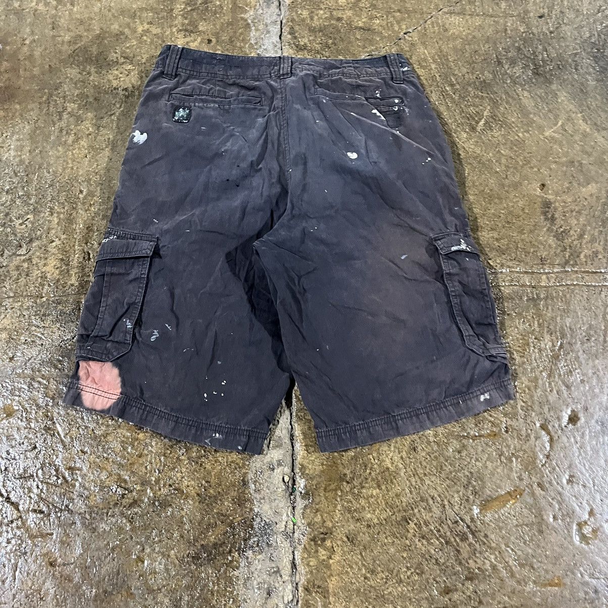 Japanese Brand × Vintage Crazy Paint Splatter Thrashed Workwear Skater Cargo Shorts Size US 32 / EU 48 - 3 Thumbnail