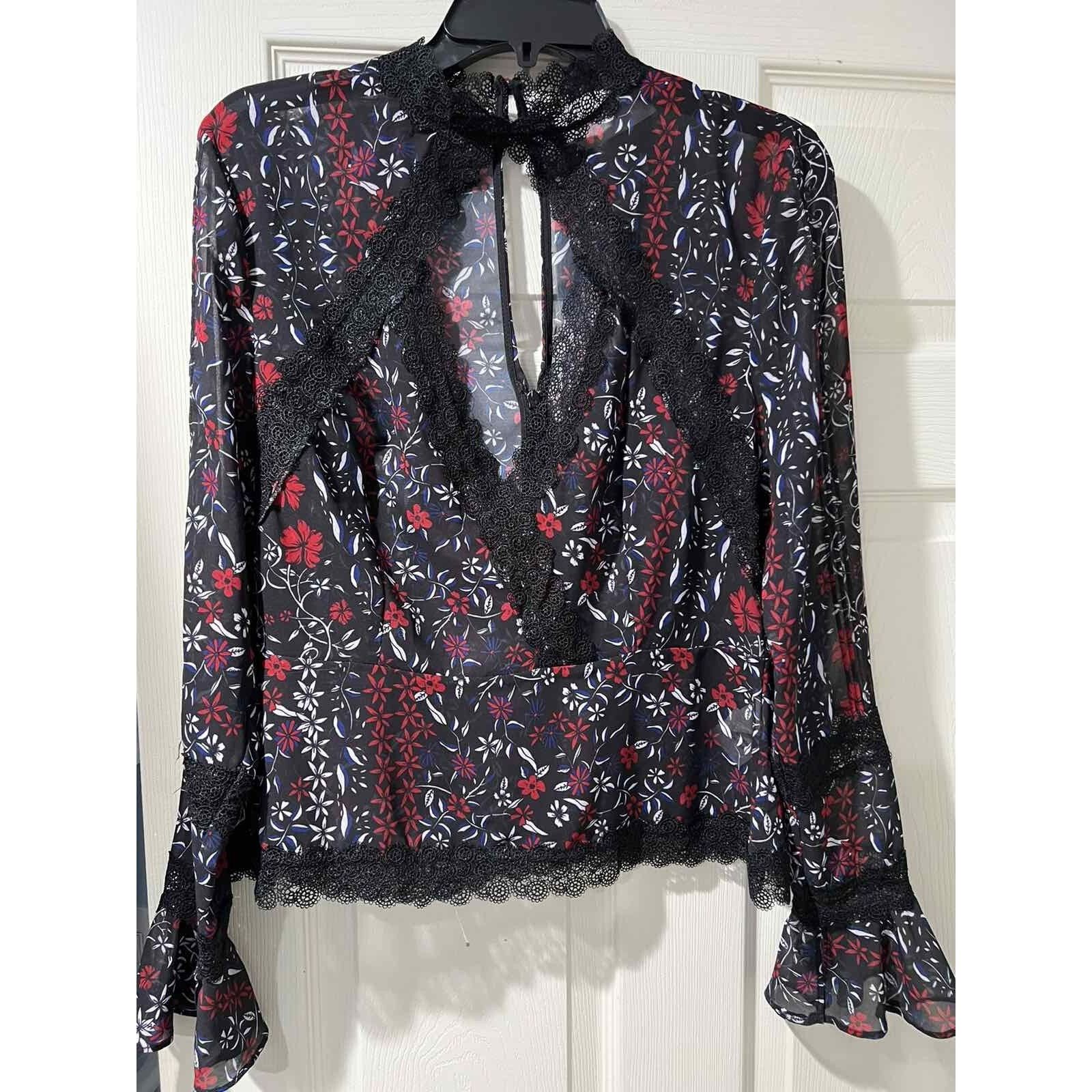 NICHOLAS N/Nicholas Lace Blouse Bell Sleeves Multicolor 8 A003303 Size M / US 6-8 / IT 42-44 - 7 Thumbnail