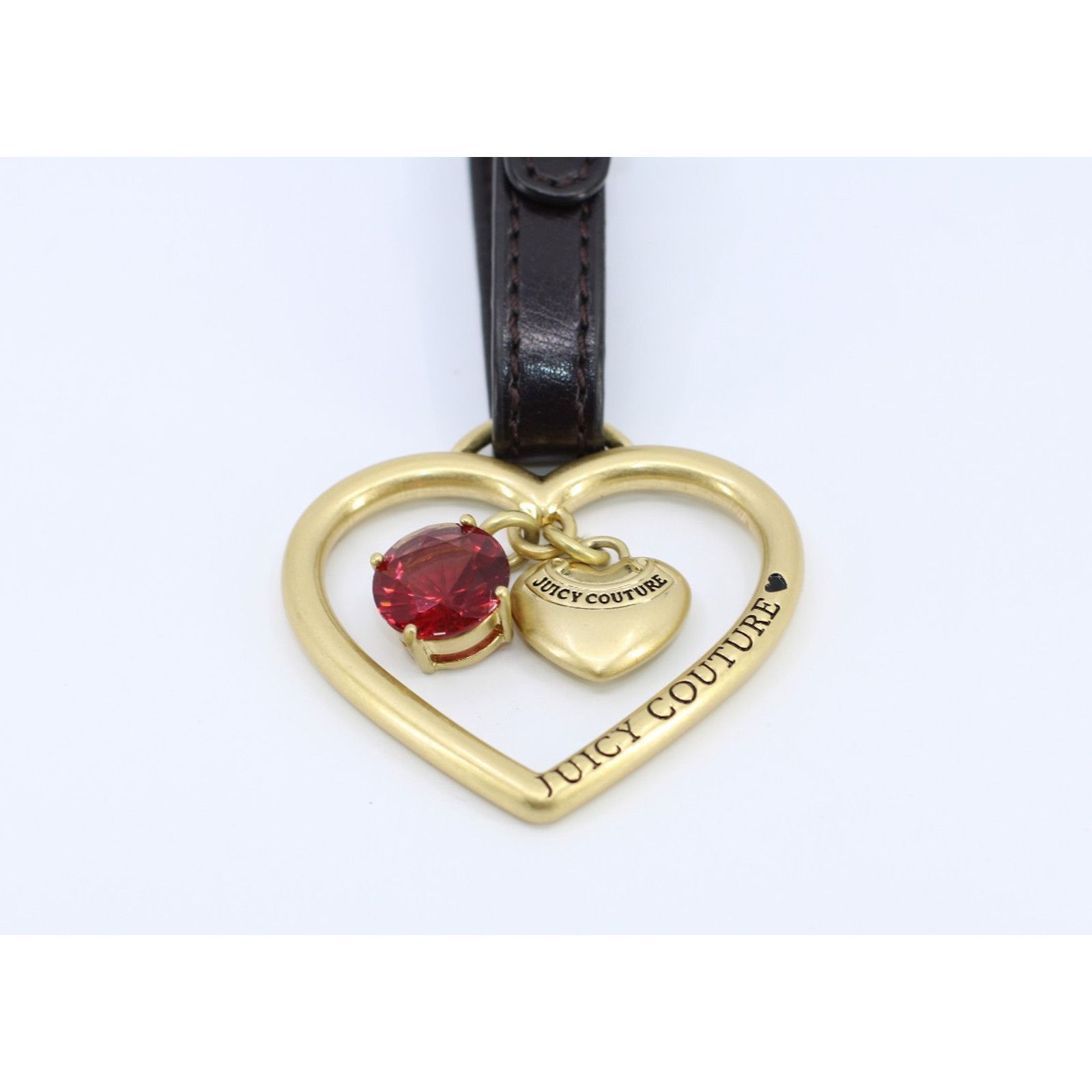 Juicy Couture JUICY COUTURE Heart Bag Charm Key Chain Brown Leather Gold Size ONE SIZE - 2 Thumbnail