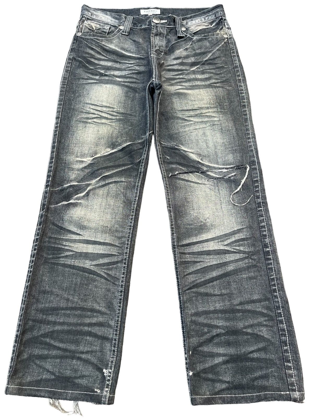 Vintage Japanese Brand Lowbox Distressed Charcoal Faded Jean