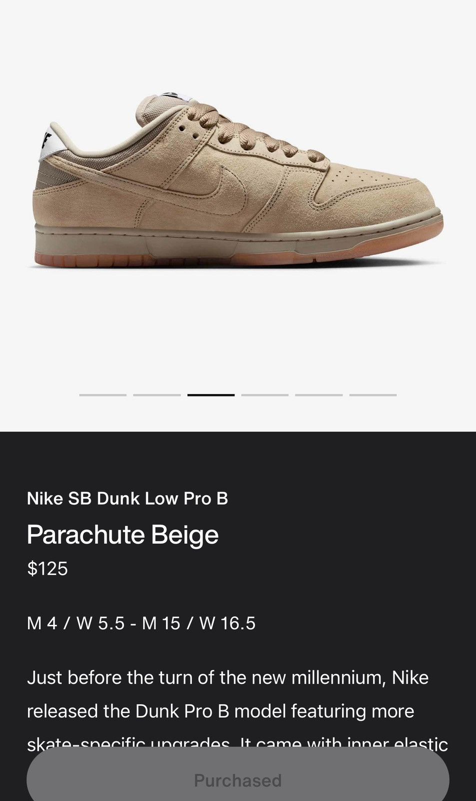 Nike SB Nike SB Dunk Low Pro B Parachute Beige Size US 11.5 / EU 44-45 - 13 Thumbnail