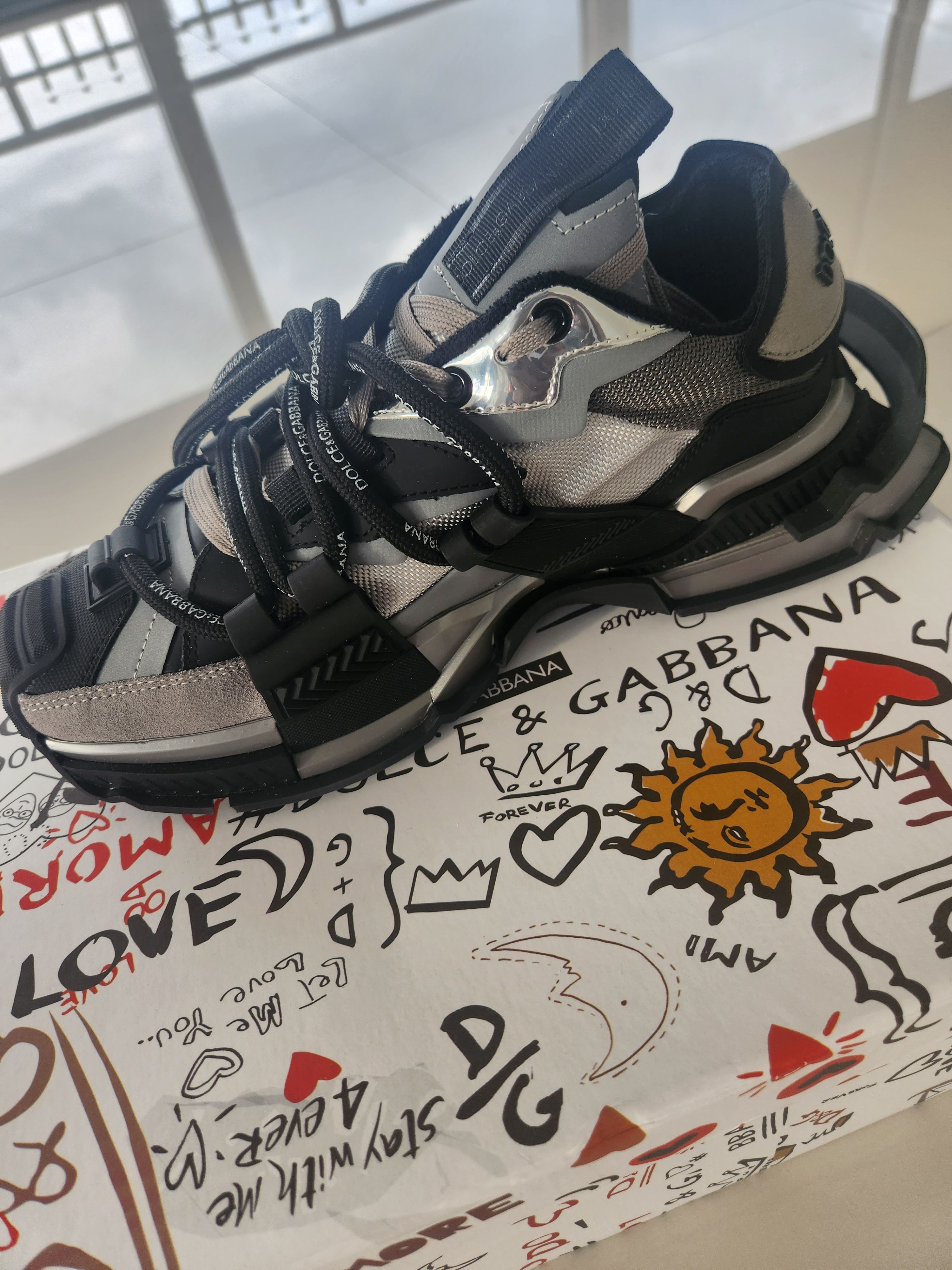 スニーカー DOLCE & GABBANA DG CUSHION SNEAKERS DG Cushion sneakers in lace and calfskin in Multicolor for