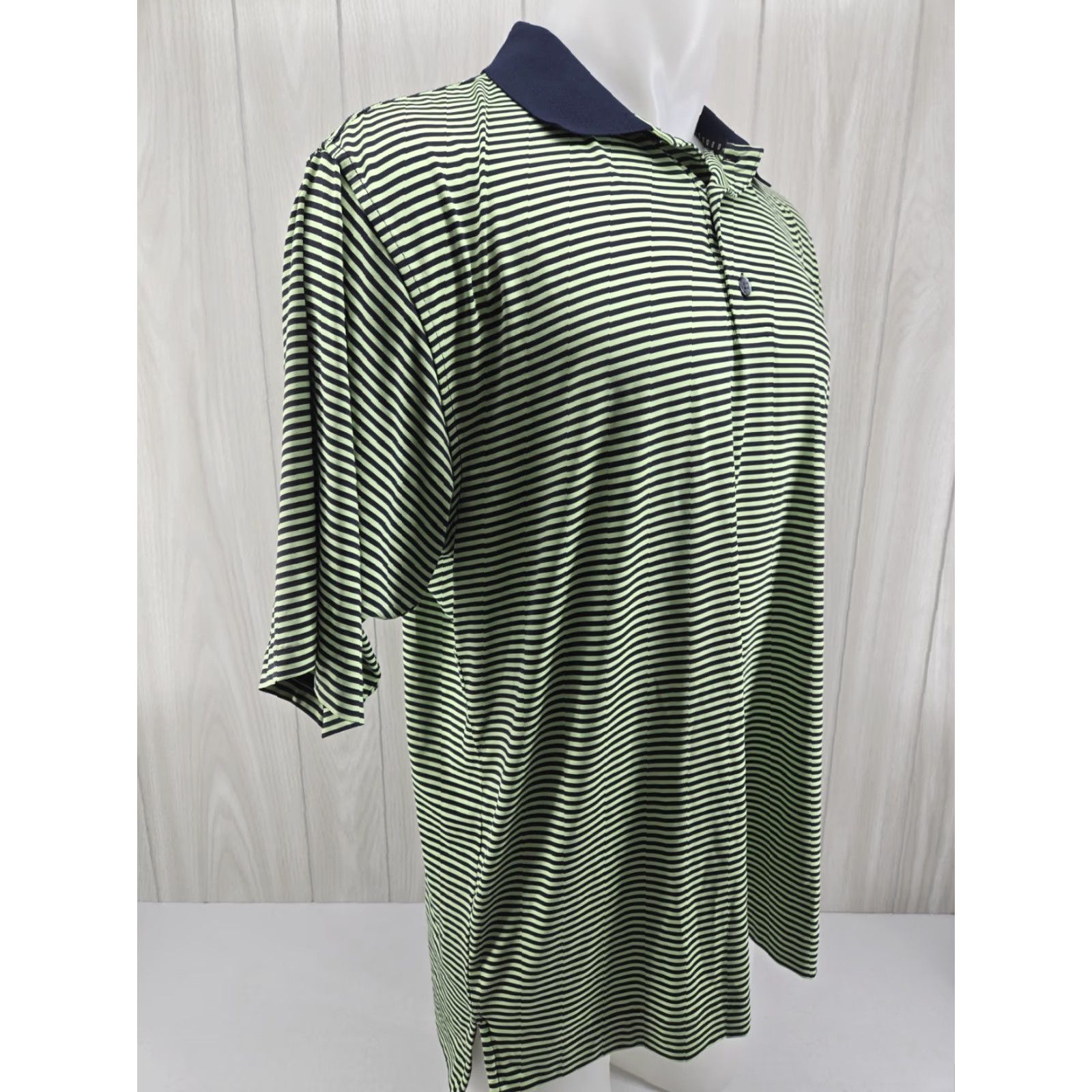 Footjoy FootJoy Polo Mens L Green Black Striped Golf Collared Short Sleeve Button Shirt Size US L / EU 52-54 / 3 - 6 Thumbnail