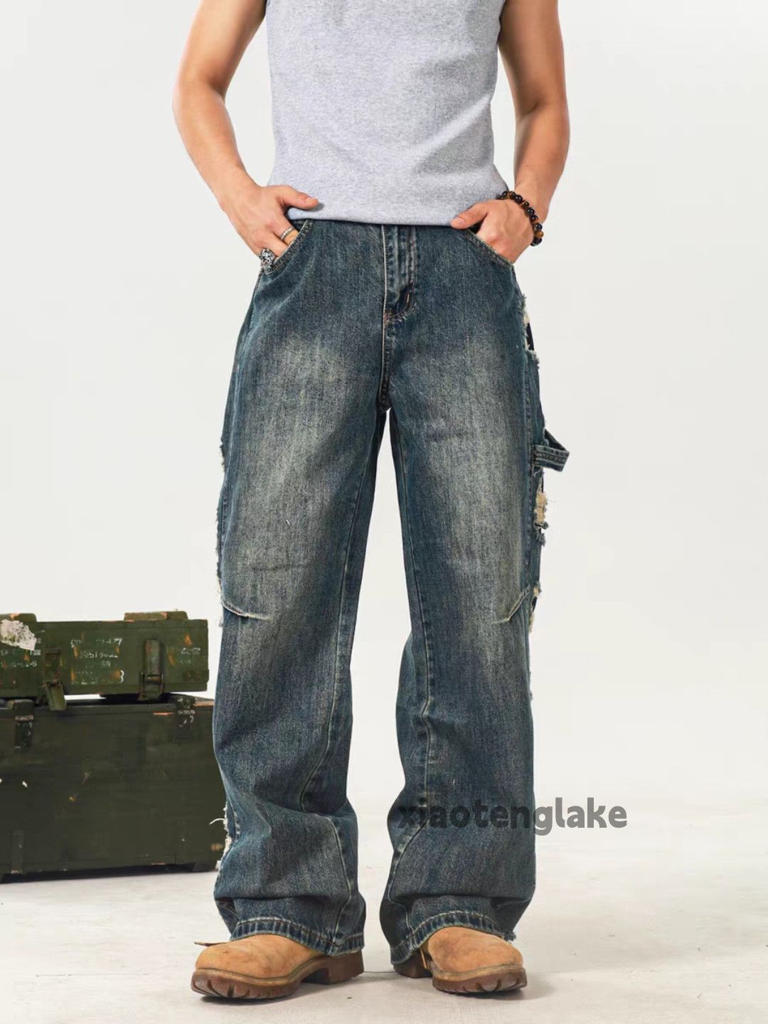 Jean Utility skate hiphop loose baggy ripped carpenter pants Size US 34 / EU 50 - 5 Thumbnail
