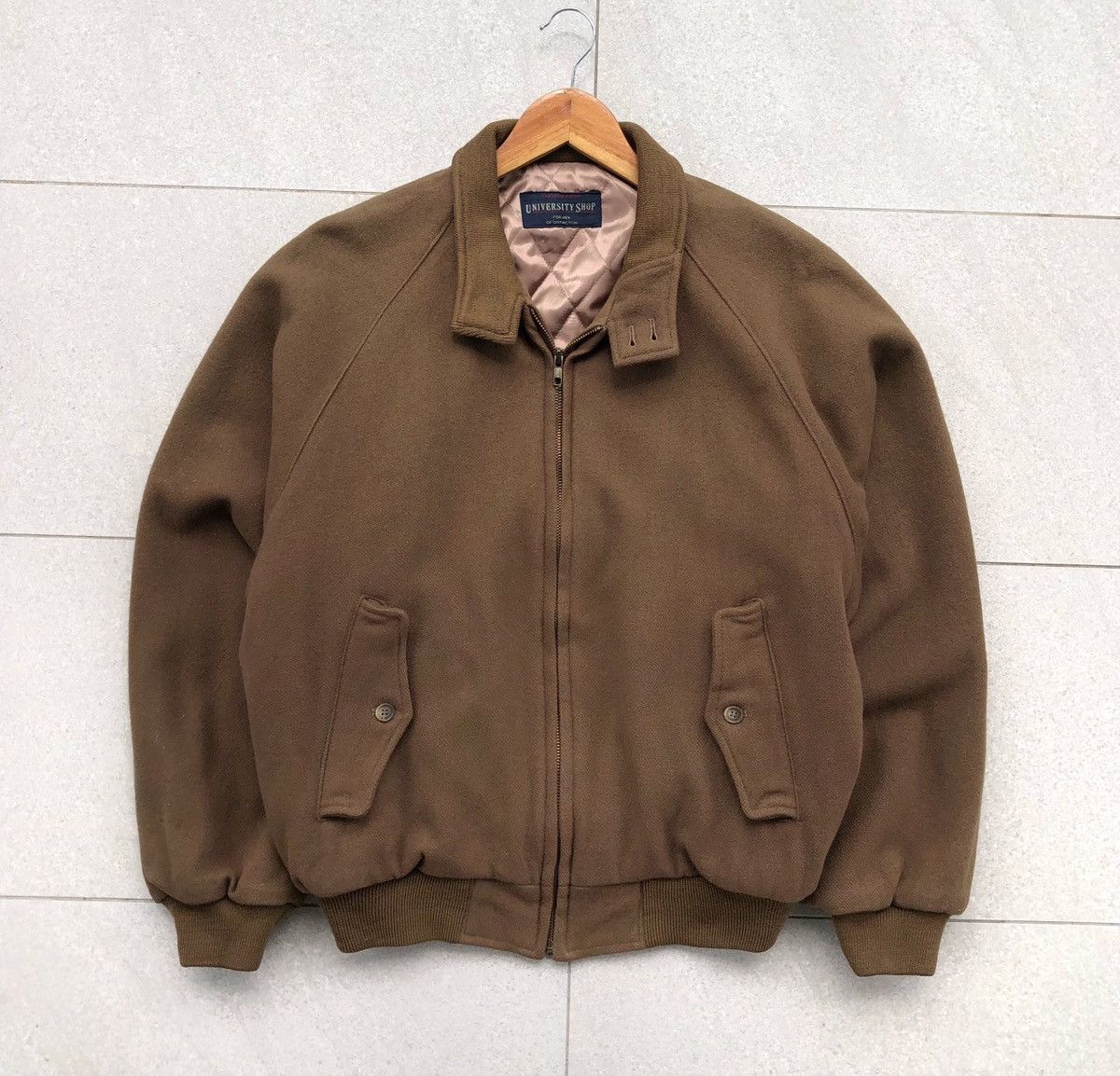 Vintage Vintage University Shop Men’s Brown Bomber Jacket Size US M / EU 48-50 / 2 - 2 Thumbnail