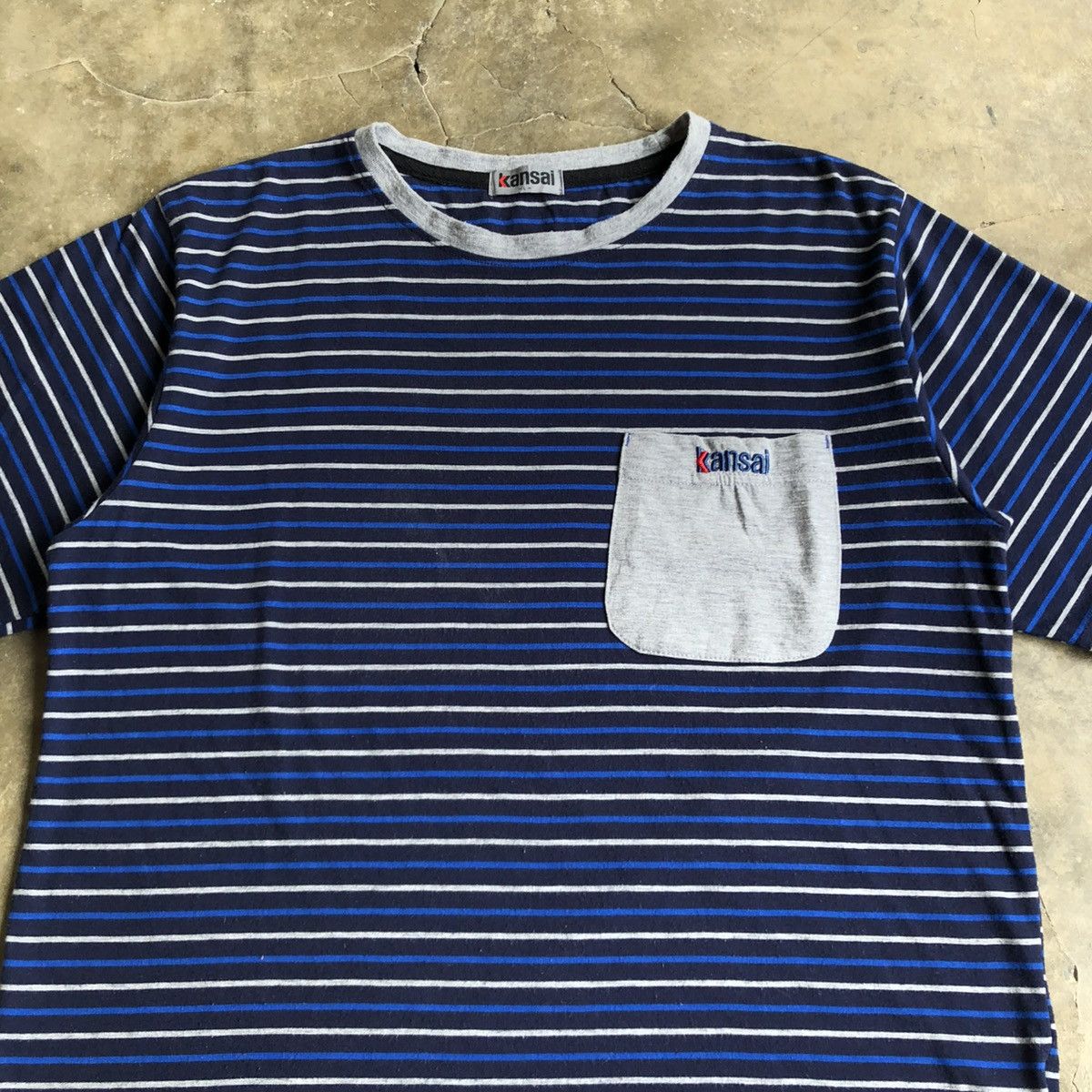 Japanese Brand 2000s Kansai Yamamoto Japan Pocket Stripe T-shirt Size US L / EU 52-54 / 3 - 2 Thumbnail