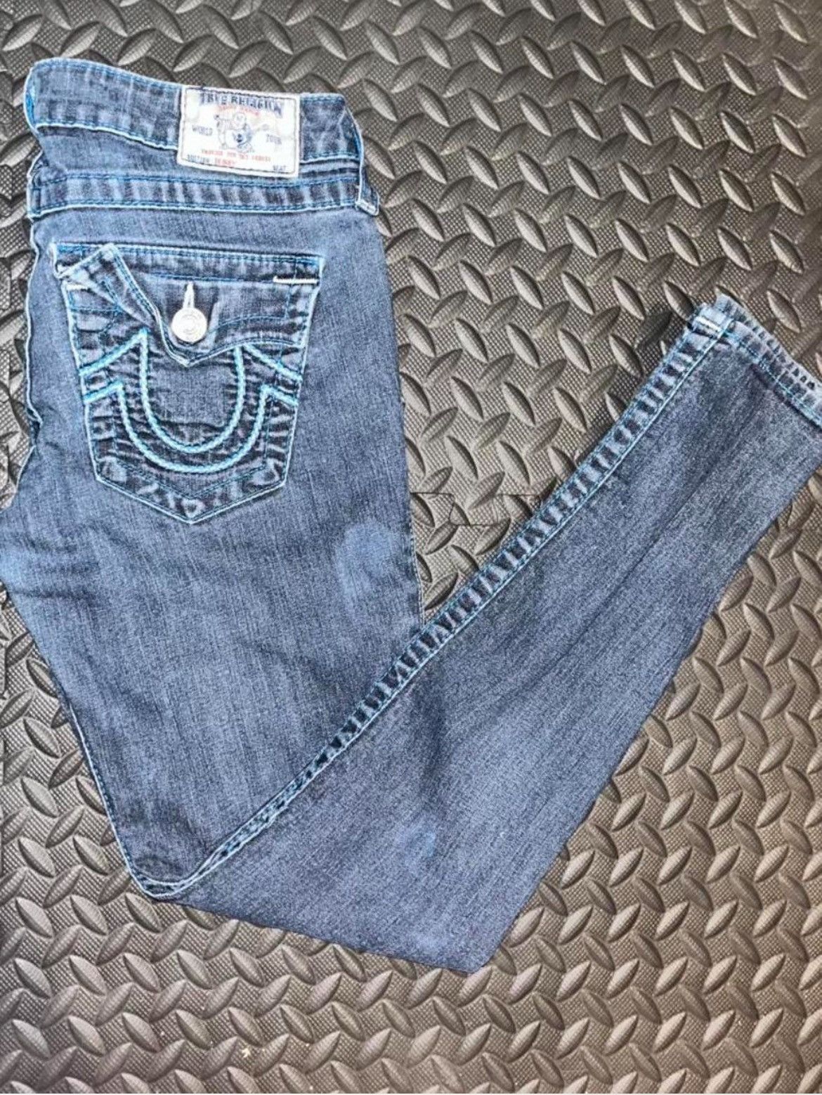 True Religion True Religion Blue Lined Skinny Fit Jeans Size 29" - 1 Thumbnail