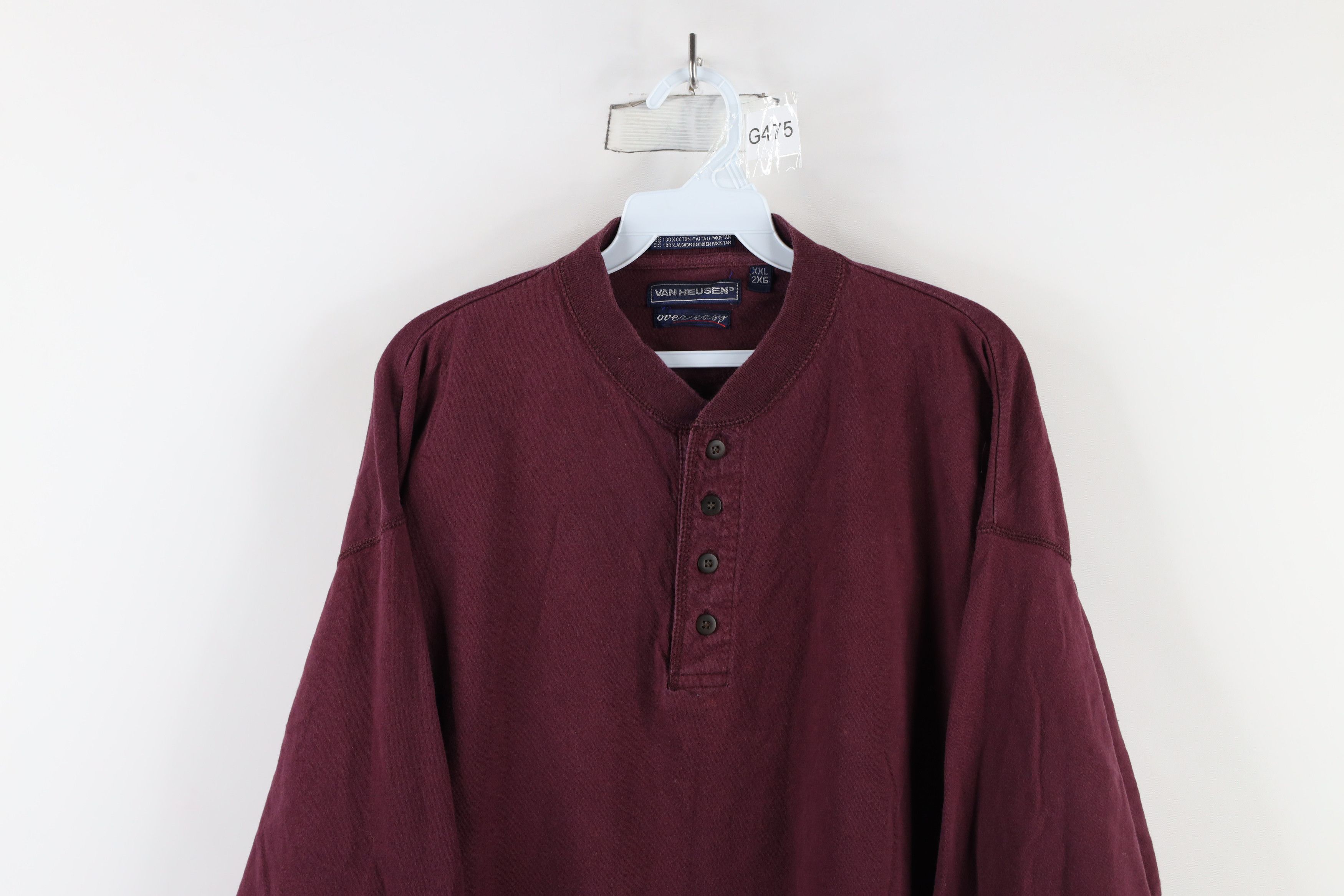 Vintage Vintage 90s Streetwear Long Sleeve Henley T-Shirt Maroon Size US XXL / EU 58 / 5 - 2 Thumbnail