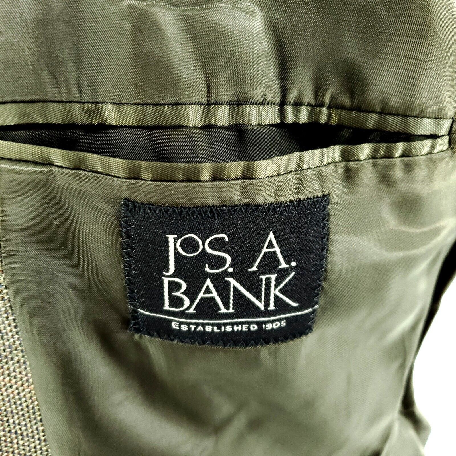 Jos. A. Bank Jos A Bank Tweed Wool 2 Button Sport Coat 44R Green Blue Che Size 44R - 7 Thumbnail