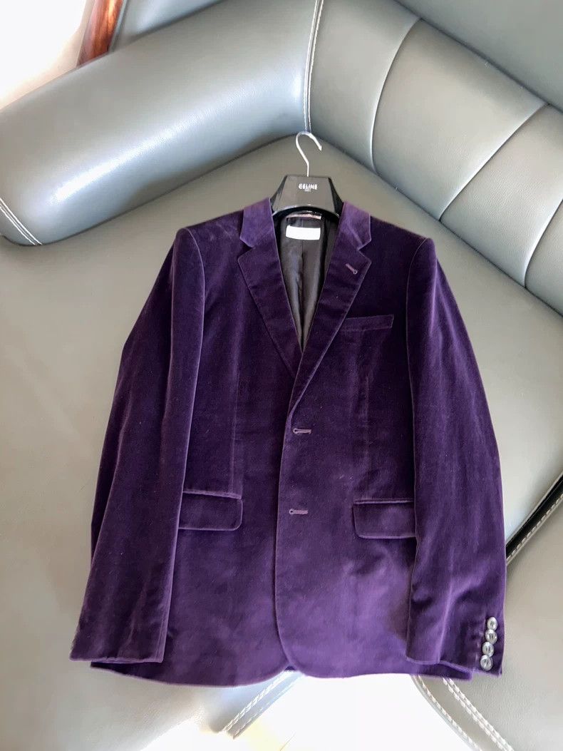 Saint Laurent Paris Saint Laurent 2015 SS Show Purple Velvet blazer 2504-Nextar Size 46R - 1 Thumbnail