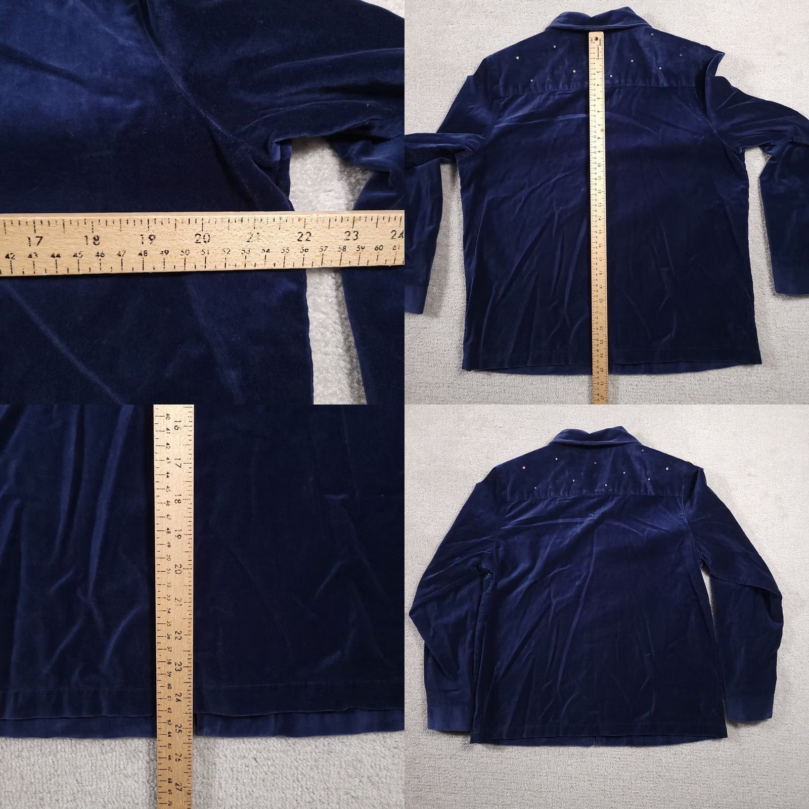 Quacker Factory VINTAGE Quacker Factory Zip Jacket Women's Medium Blue Long Sleeve Rhinestone Studded Jacket Size M / US 6-8 / IT 42-44 - 8 Thumbnail