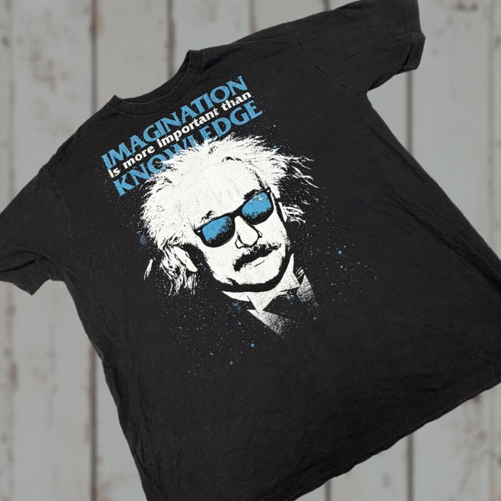 Vintage Einstein Shirt Mens 2XL Black Imagination Quote Graphic Albert Einstein Science Size US XXL / EU 58 / 5 - 1 Thumbnail