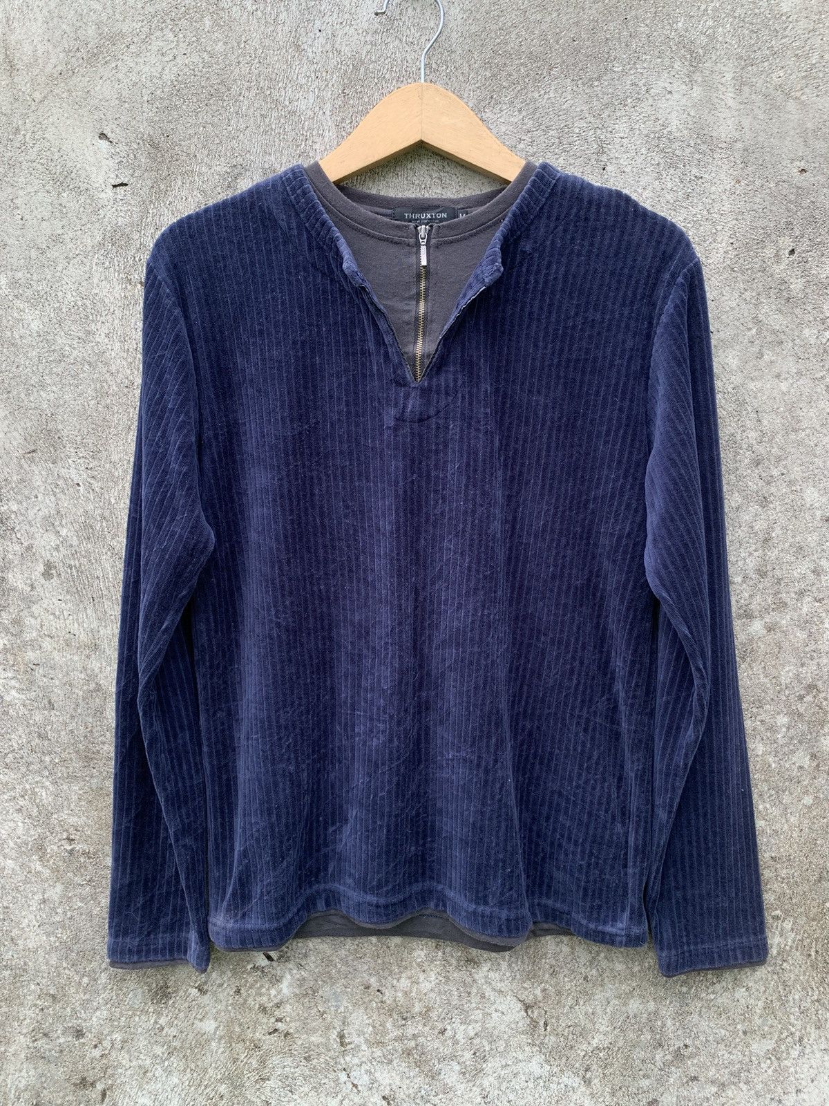If Six Was Nine × Japanese Brand × Le Grande Bleu (L.G.B.) Y2k thruxton double layer velour corduroy grunge longsleeve Size US M / EU 48-50 / 2 - 1 Thumbnail