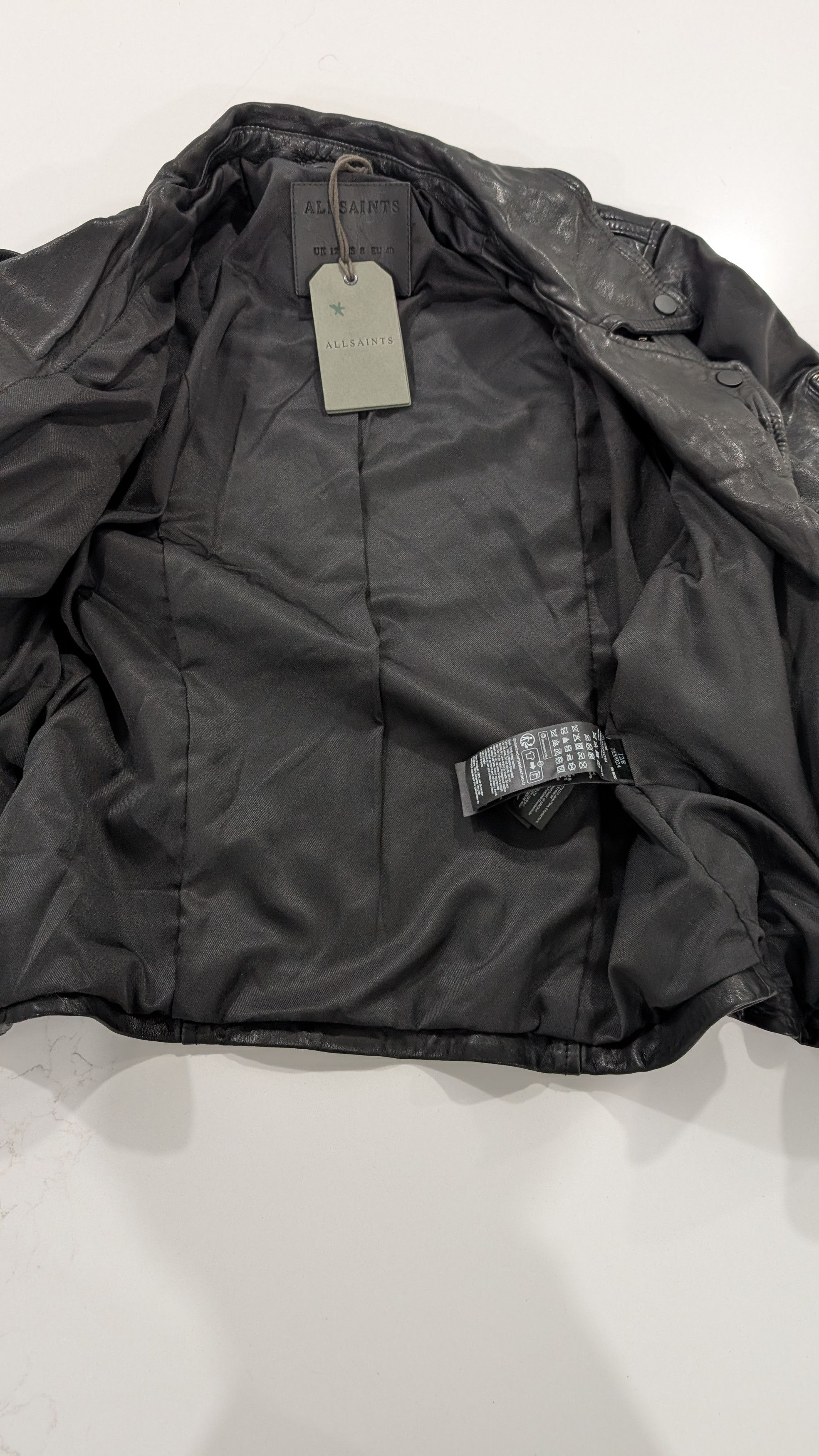 Allsaints ALLSAINTS Prescott Leather Biker Jacket. Size. 8 Size M / US 6-8 / IT 42-44 - 8 Thumbnail