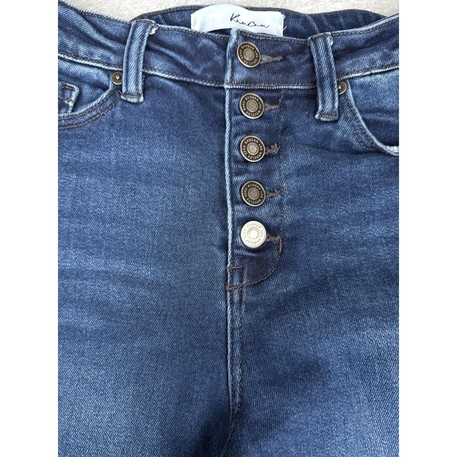 Vintage KanCan Jeans Womens Bootcut 7 Blue Wash High Rise Distressed Stretch 24x31 Pants Womens Menus? Size 28" / US 6 / IT 42 - 5 Thumbnail