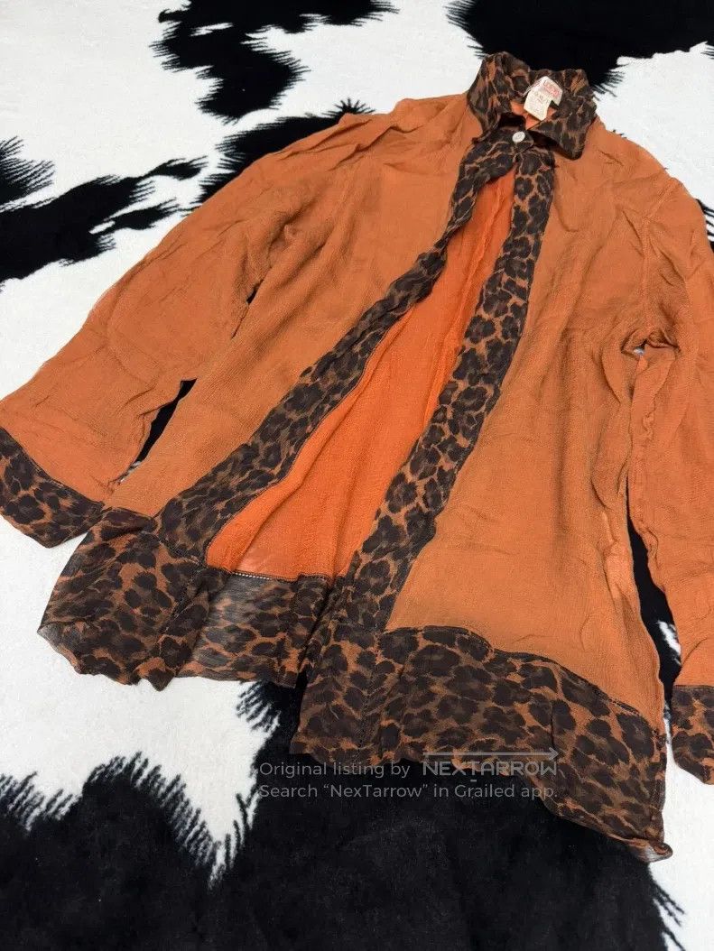Loewe Loewe 100% Silk 90s Leopard Pattern Dirty Orange Shirt Size M / US 6-8 / IT 42-44 - 3 Thumbnail