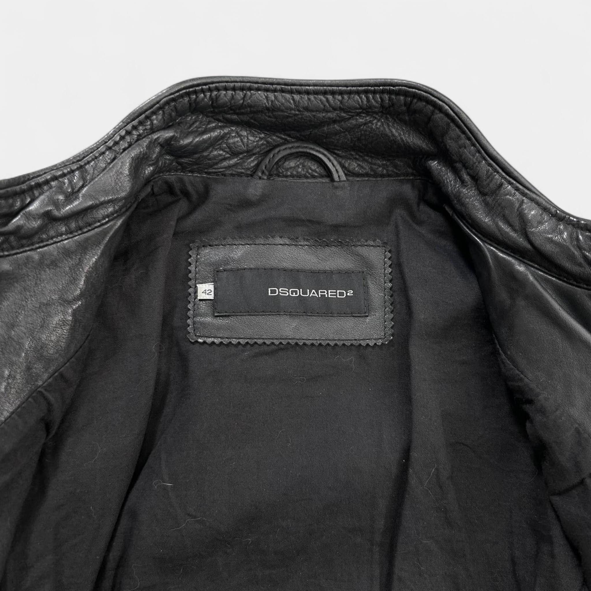 Dsquared2 Dsquared2 2000s Leather Black Biker Jacket Size US XS / EU 42 / 0 - 4 Thumbnail