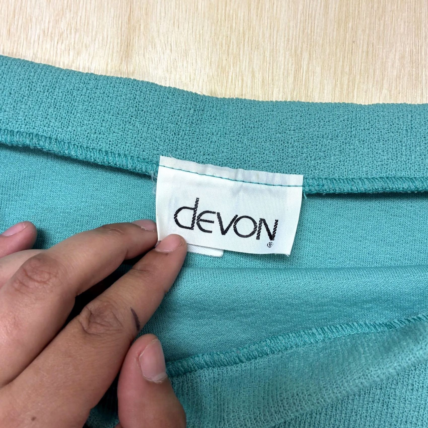 Vintage VINTAGE Devon Skirt Womens 14 Green Knit A-Line Knee Length Office Union Made Size 36" / US 14 / IT 50 - 2 Thumbnail