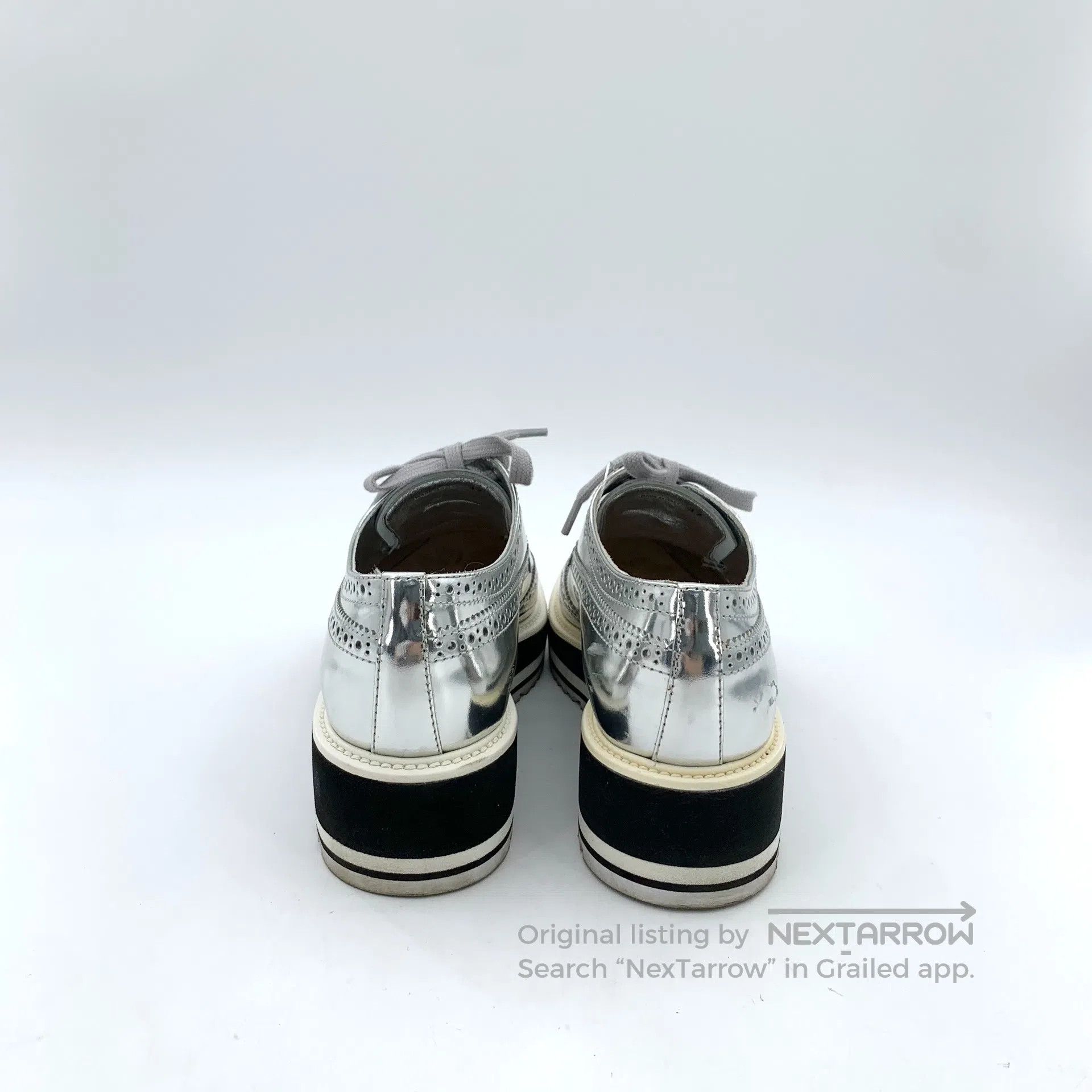 Other Prada Silver Baroque Carved Lace-Up Casual Flat Platform S Size US 5 / EU 37 - 4 Thumbnail
