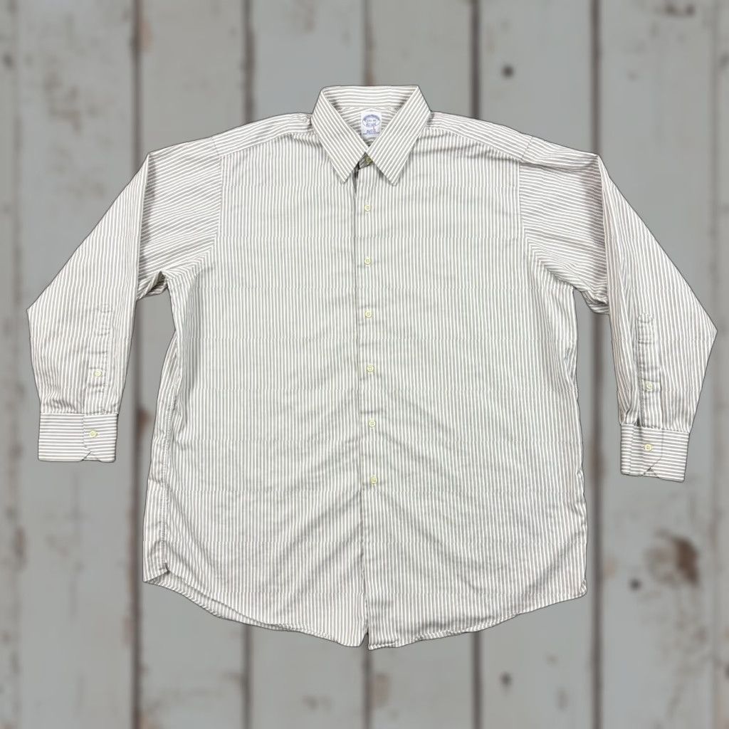 Brooks Brothers VINTAGE Brooks Brothers Shirt Mens XL White Stripe Long Sleeve Cotton USA Size US XL / EU 56 / 4 - 1 Thumbnail