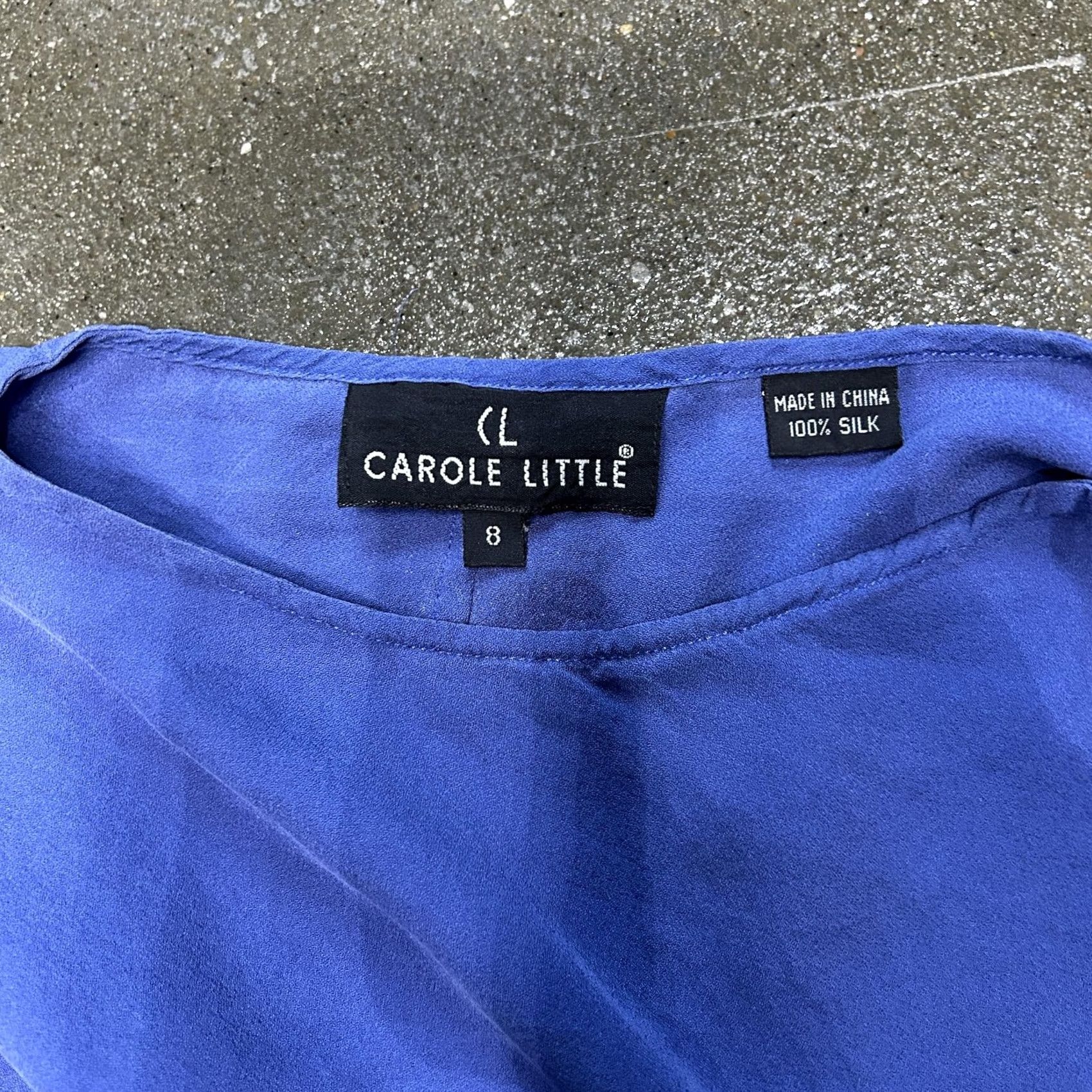 Vintage Carole Little Womens Blue Silk Tunic Blouse Size 8 Long Sleeve Top Size M / US 6-8 / IT 42-44 - 3 Thumbnail