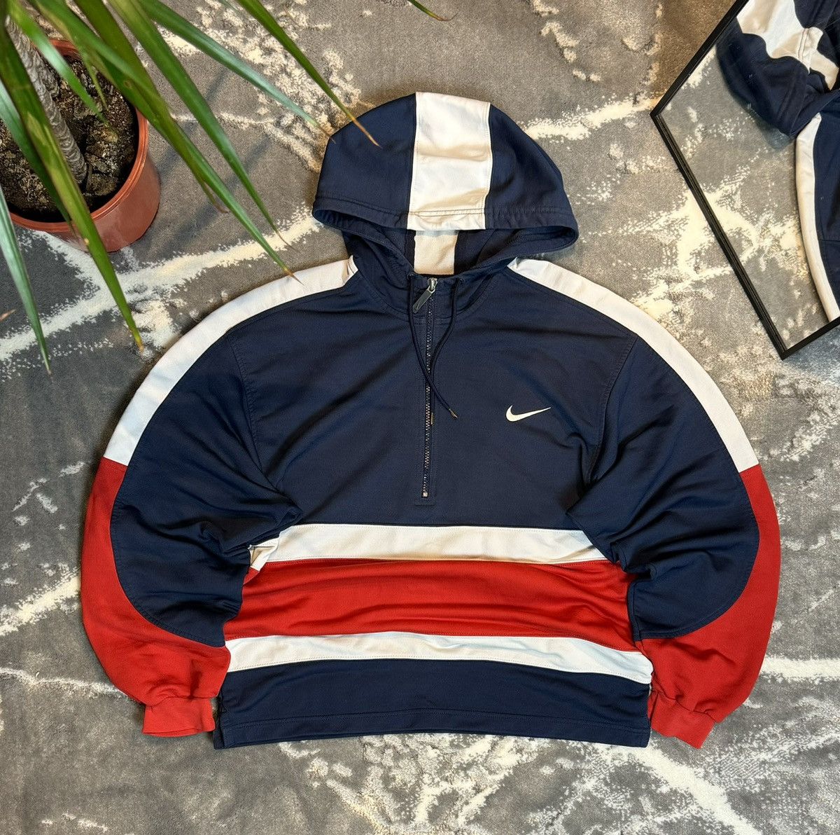 Nike 90s Nike Vintage Big Logo Oversize Hoodie Zip Anorak | Grailed