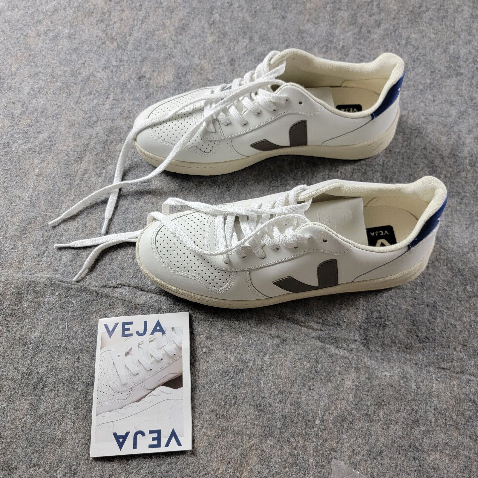 Veja Veja Leather Extra White Kaki Indigo Sneakers VX022283B Size US 8 / EU 41 - 7 Thumbnail