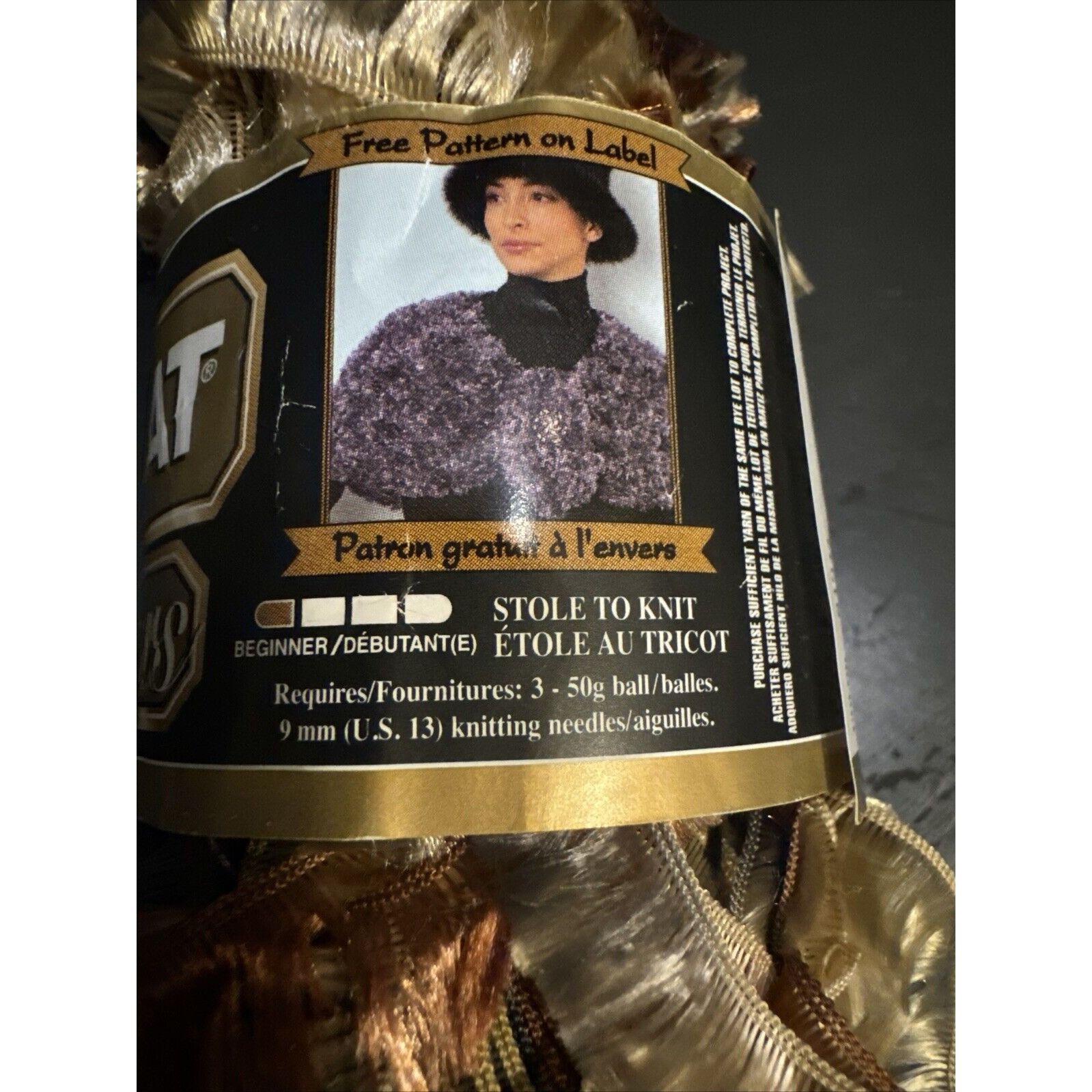 Other Bernat Boa Fur Yarn Racoon SKEIN 1.75 Oz Browns Black Eyelas Size ONE SIZE - 5 Thumbnail